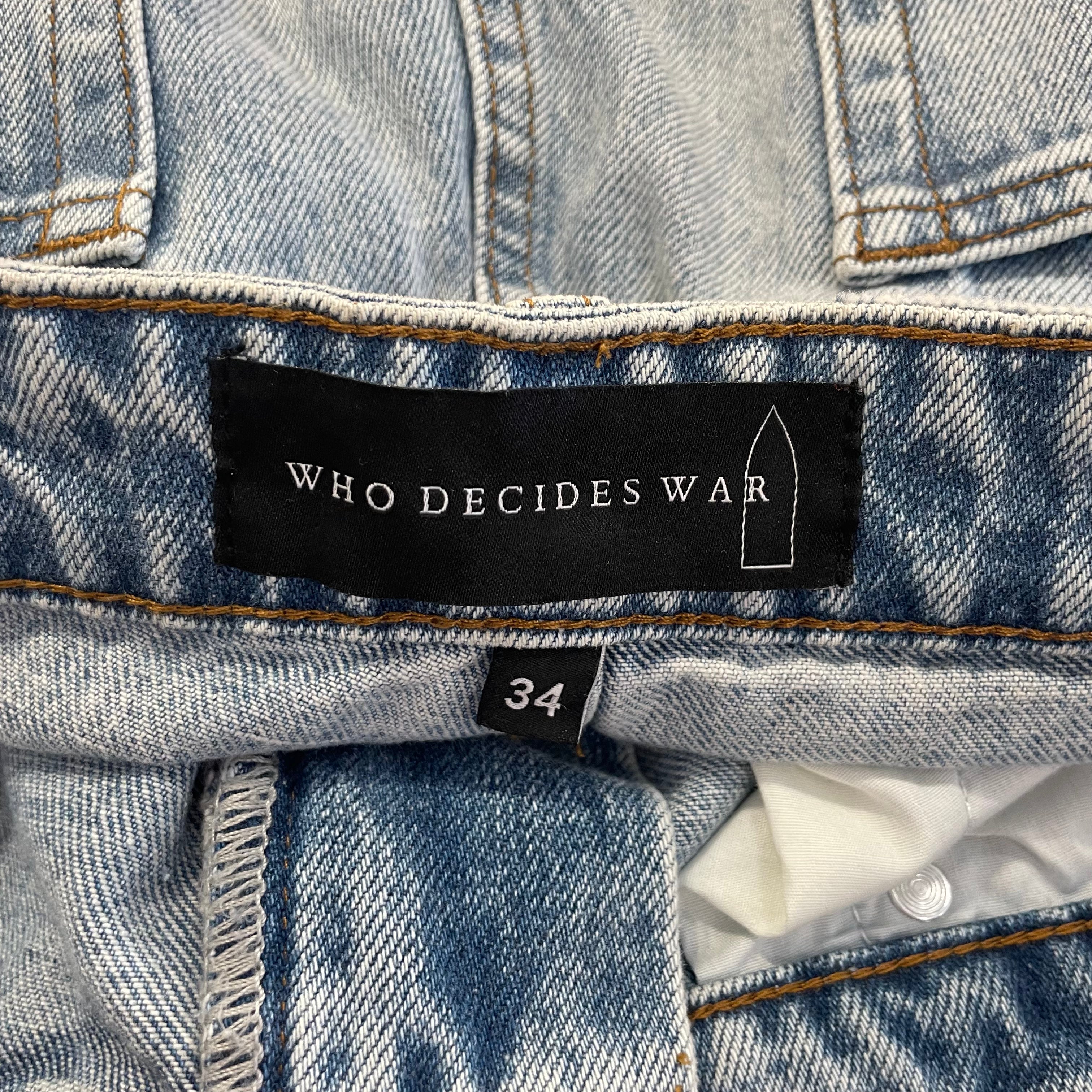 WHO DECIDES WAR/Straight Pants/34/Cotton/BLU/All Over Print/Who Decides War  Sky Colorway view 3