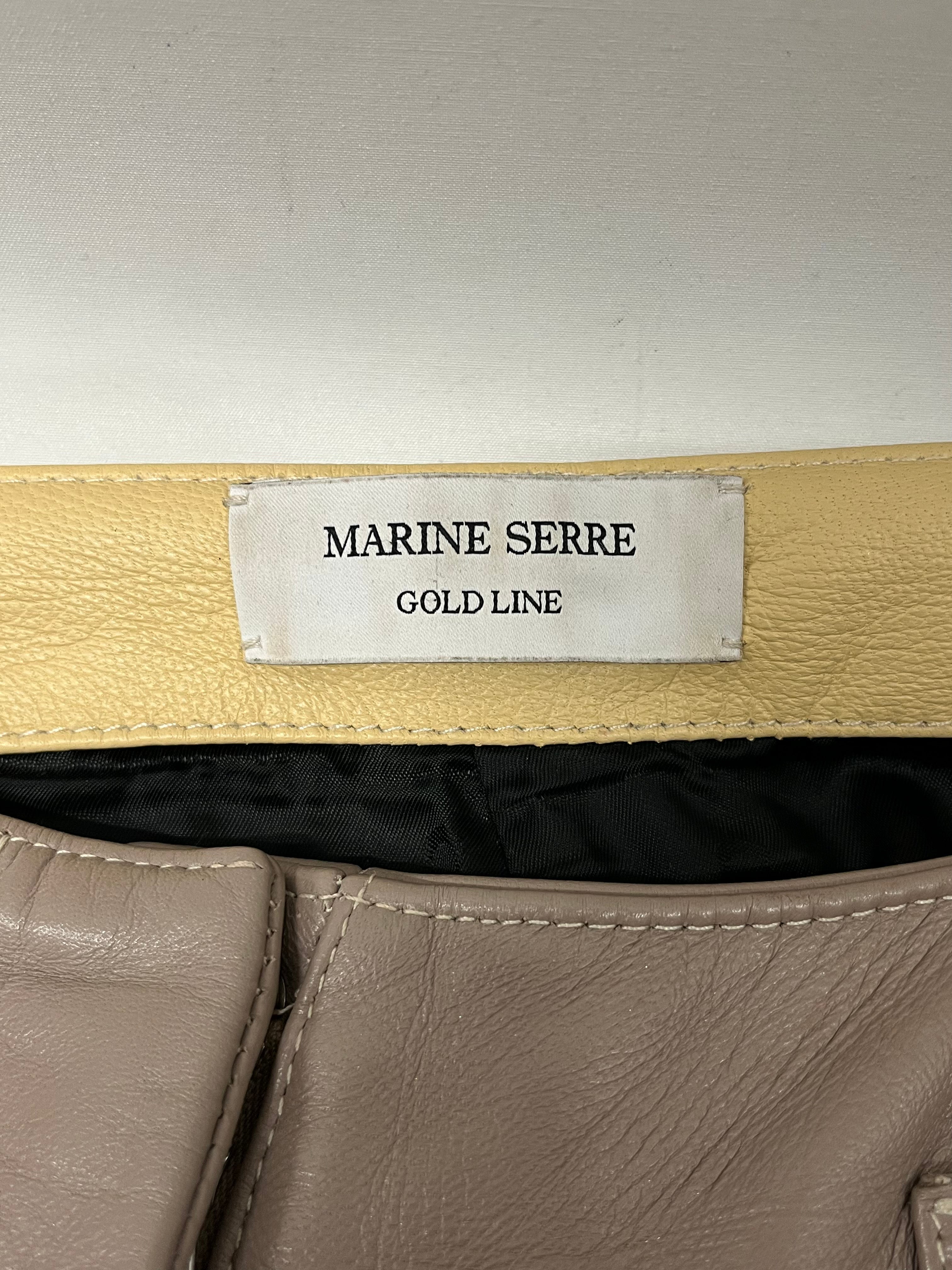 MARINE SERRE/Wide Leg Pants/38/Leather/GRY/GOLD LINE PATCHWORK view 3