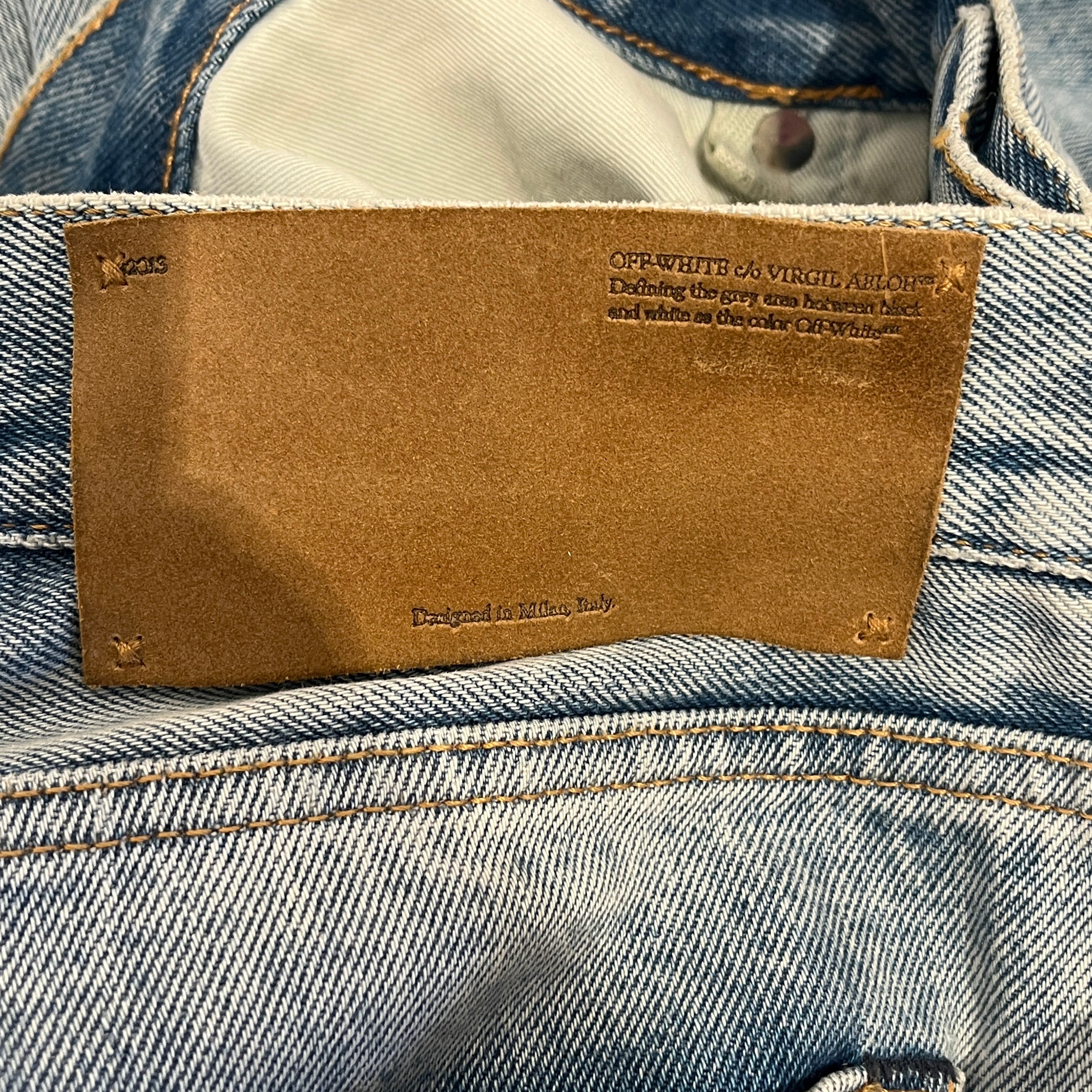 OFF-WHITE/Straight Pants/34/Denim/BLU/off-white on front of pants view 4