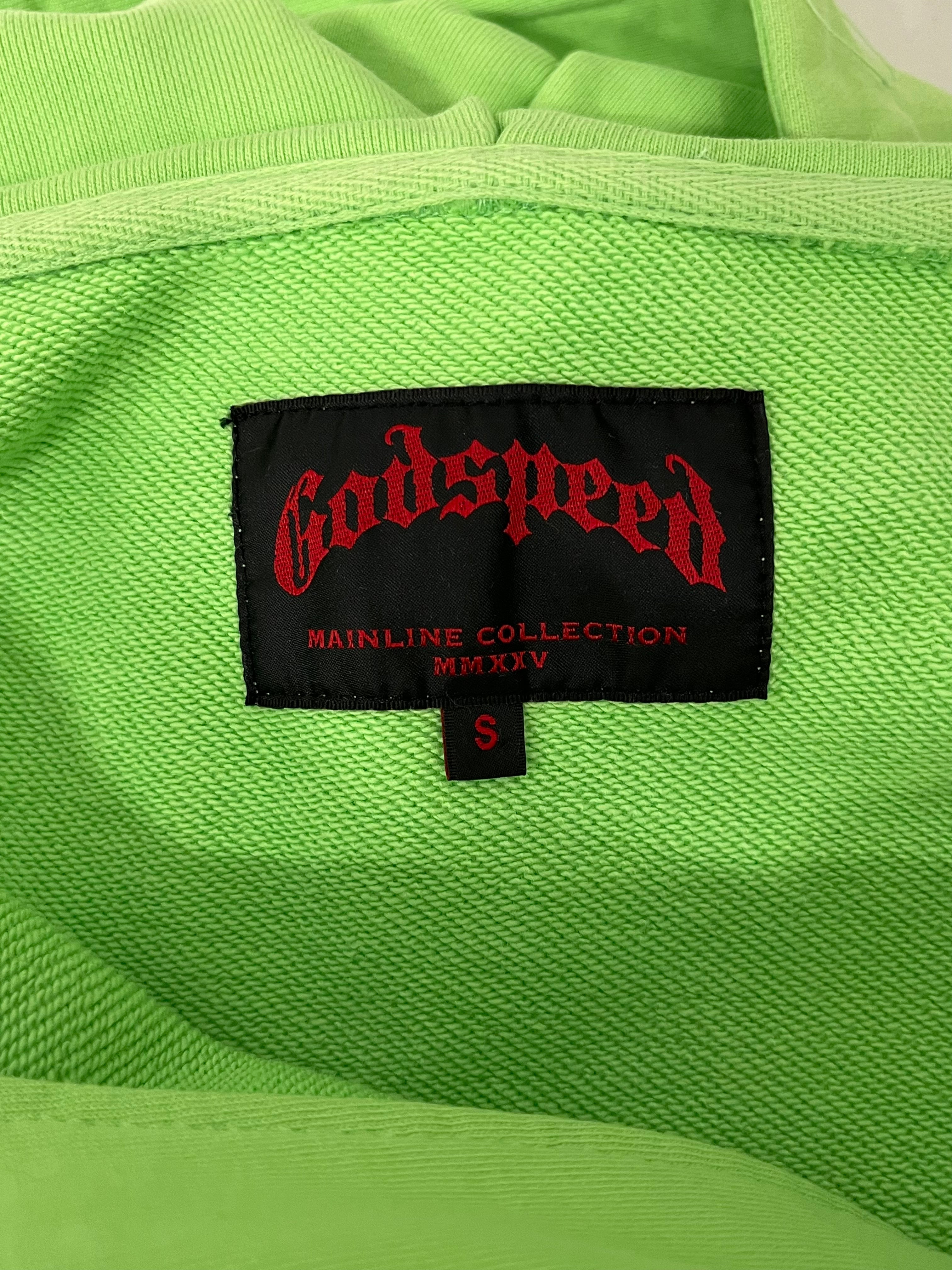 GODSPEED NEW YORK/Zip Up Hoodie/S/Graphic/Cotton/GRN/Distressed/RACER DISTRESSED HOODIE view 3
