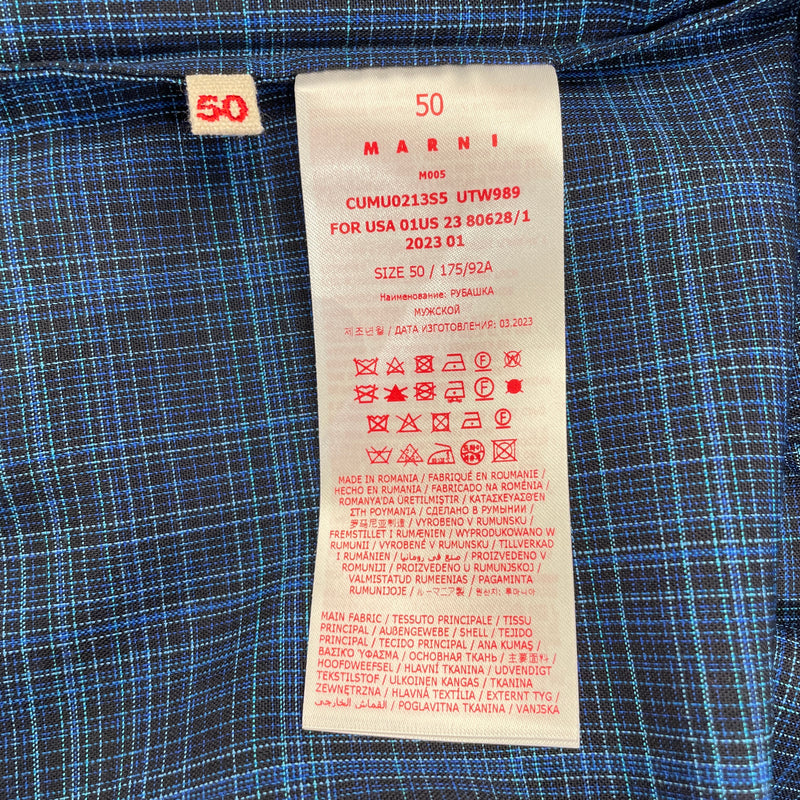 MARNI/SS Shirt/50/Cotton/BLU/All Over Print/