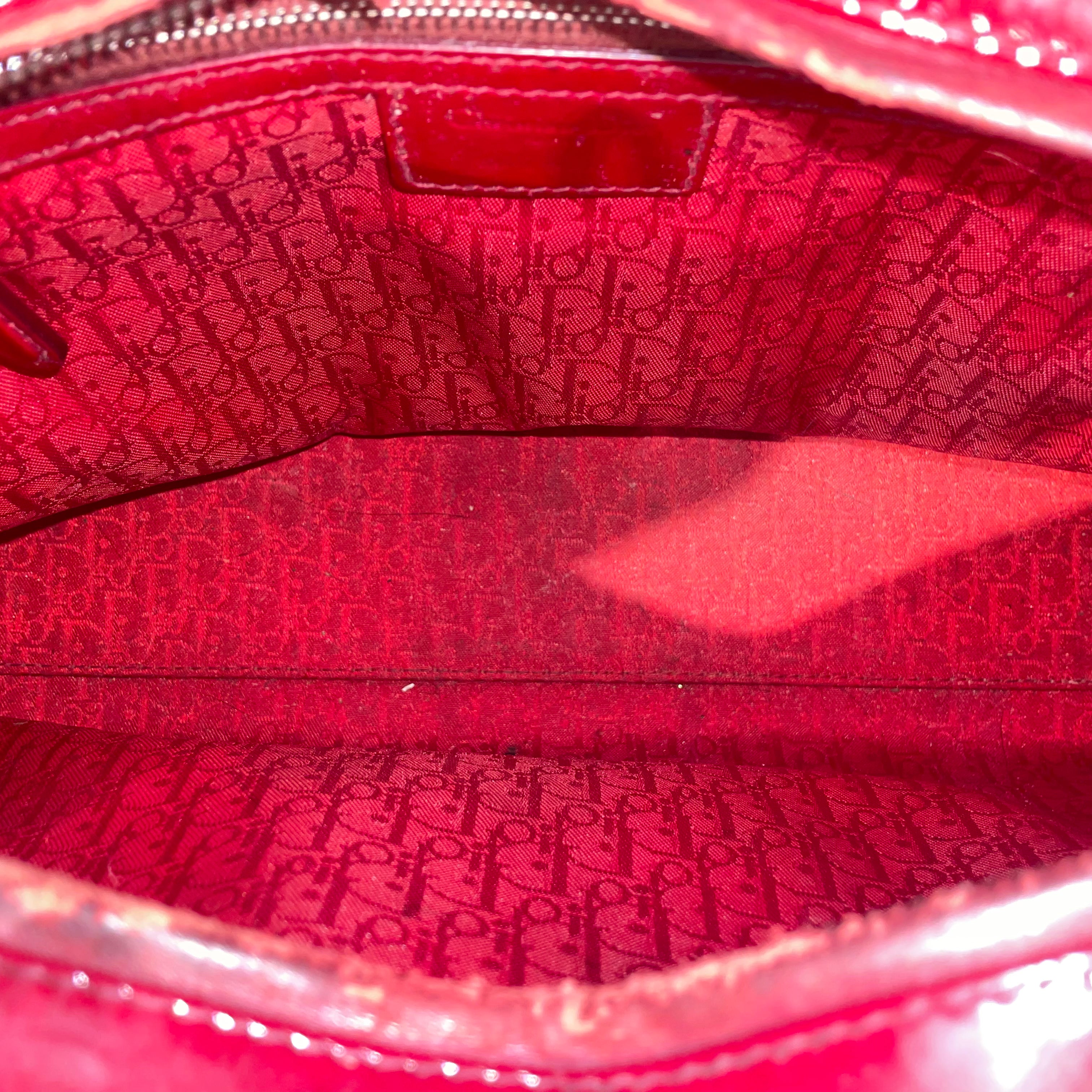 Christian Dior/Hand Bag/Leather/RED/LADY DIOR PATENT LARGE view 5