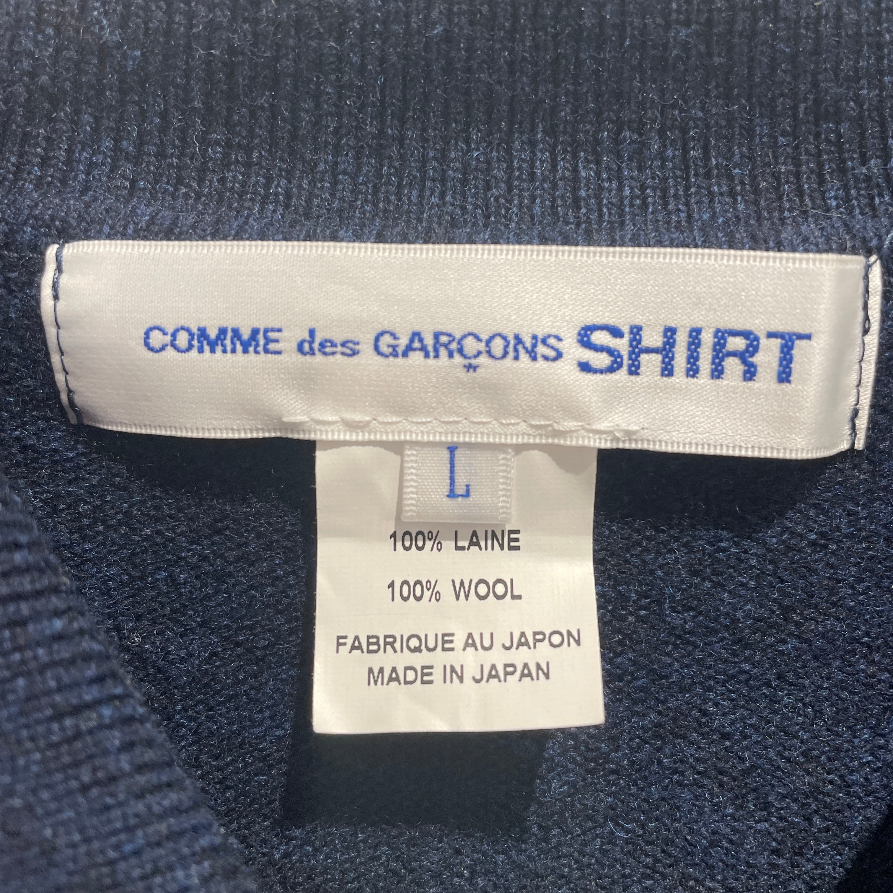 COMME des GARCONS SHIRT/Polo Shirt/L/Wool/NVY/FN-N010 - LS Polo view 3