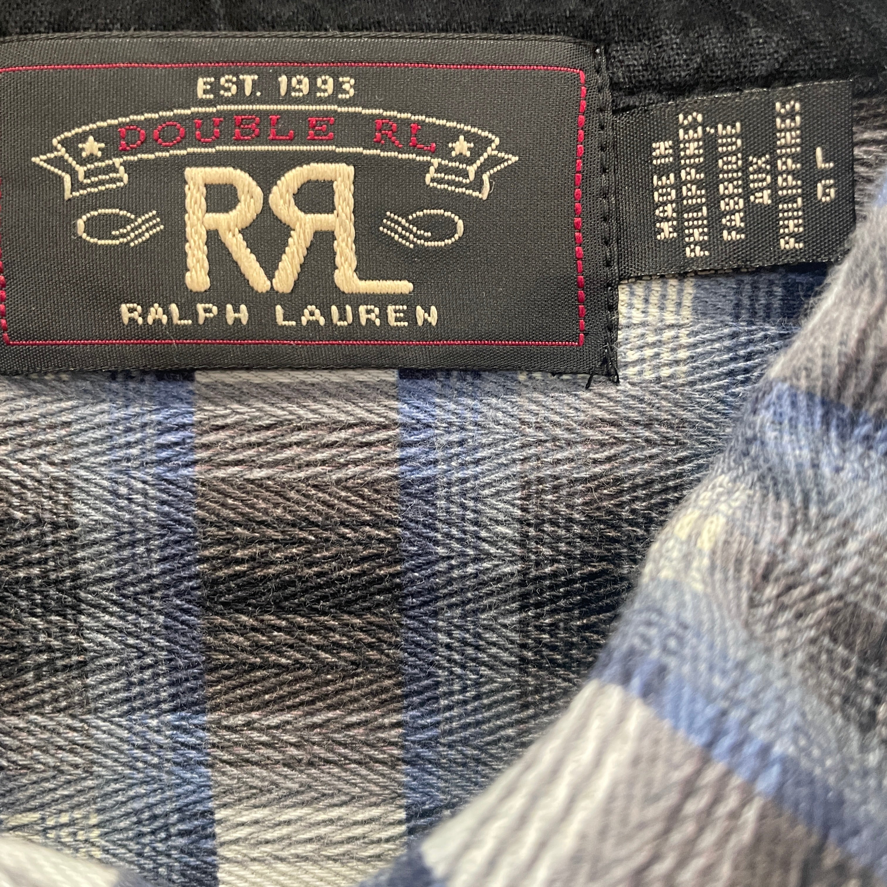 RRL/Flannel Shirt/L/Cotton/NVY/Plaid/Old Checkered Shirt view 3