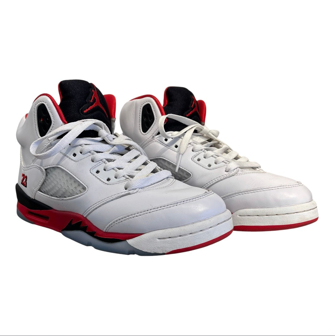 JORDAN BRAND/Low-Sneakers/US 7/Leather/WHT/FIRE RED 5 7Y view 1