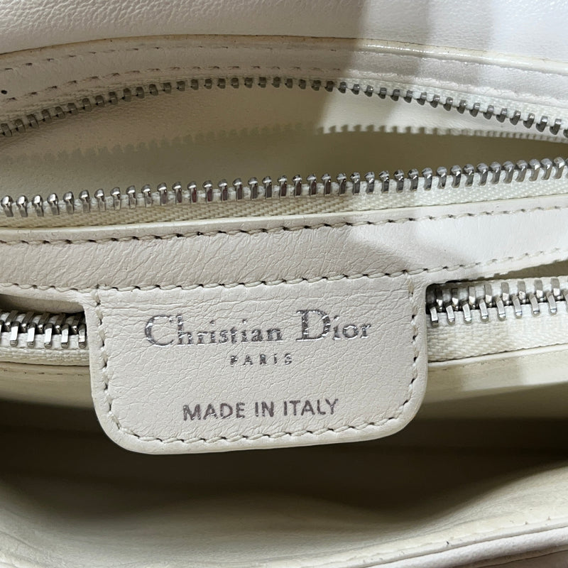 Christian Dior/Hand Bag/Leather/WHT/CANNAGE SMALL