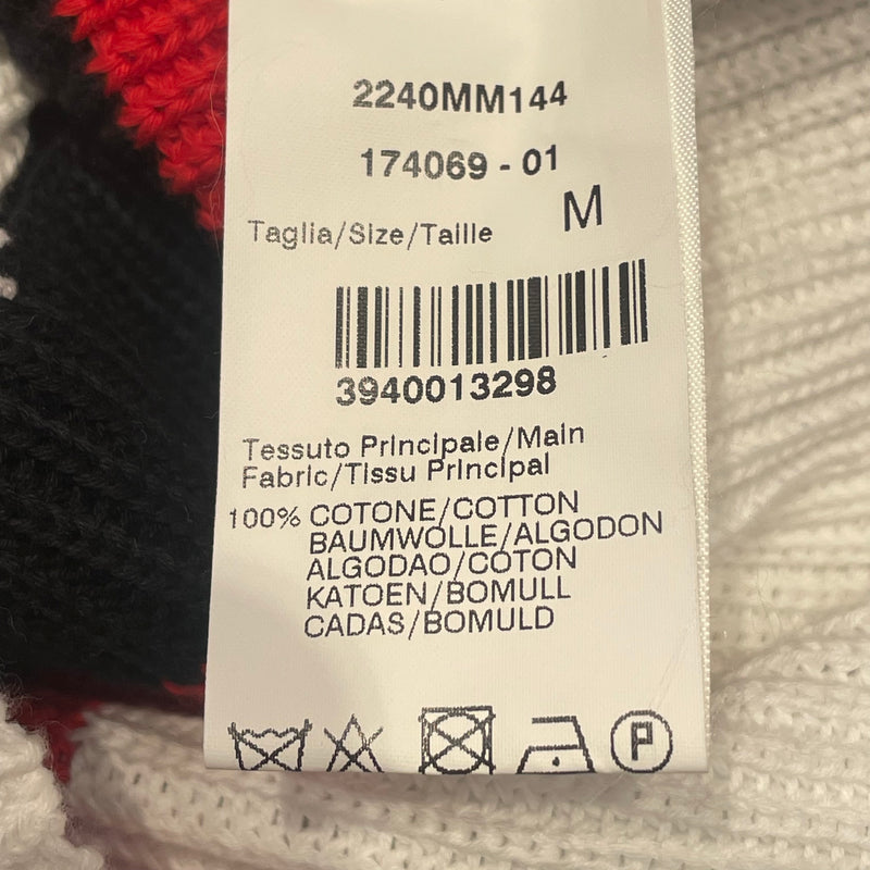 MSGM/Sweater/M/Stripe/Cotton/WHT/knit sweater red black white