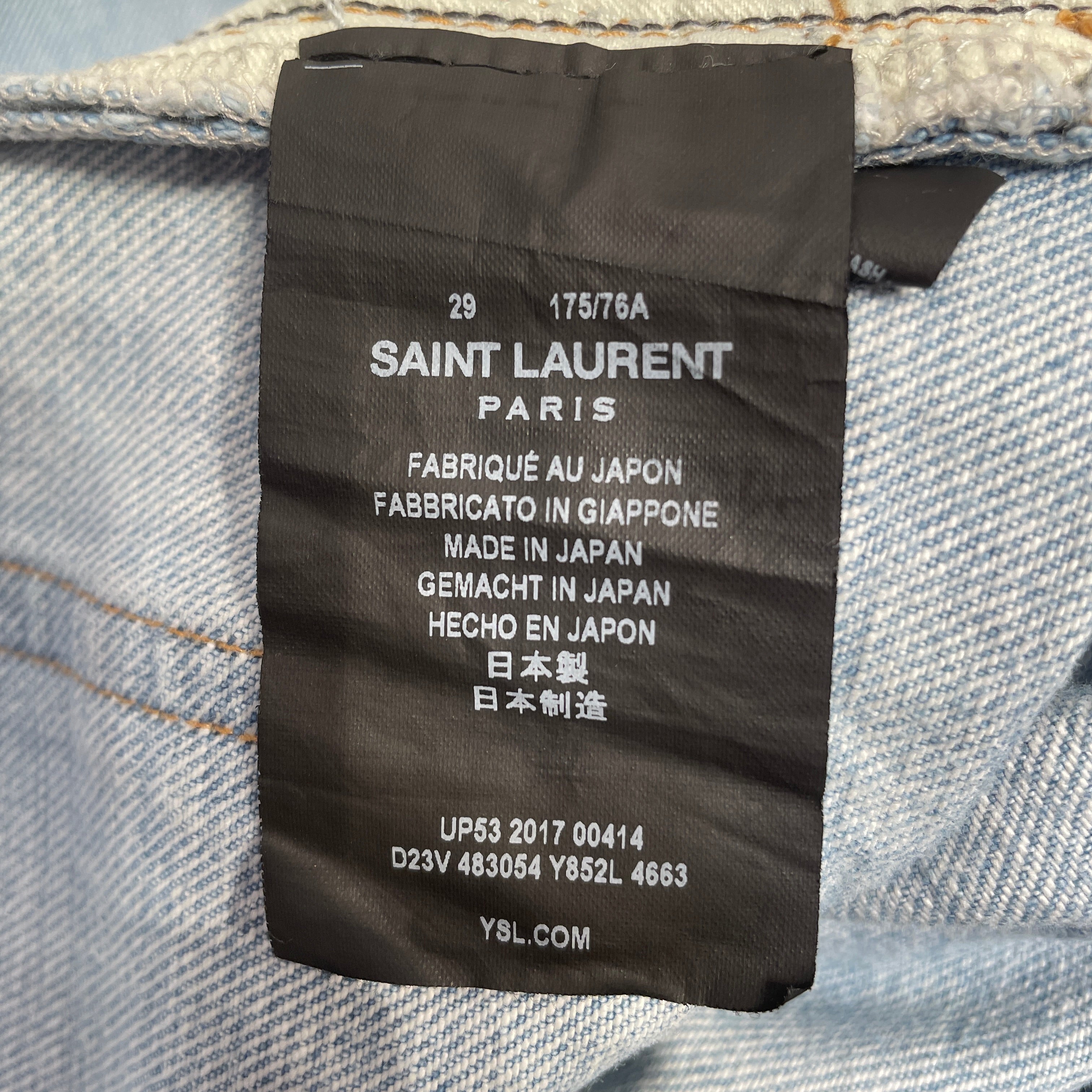 SAINT LAURENT/Straight Pants/29/Denim/BLU/black stiched view 4