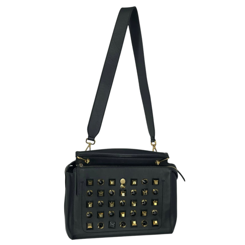 FENDI/Hand Bag/M/Leather/BLK/2017 Studded DotCom Bag
