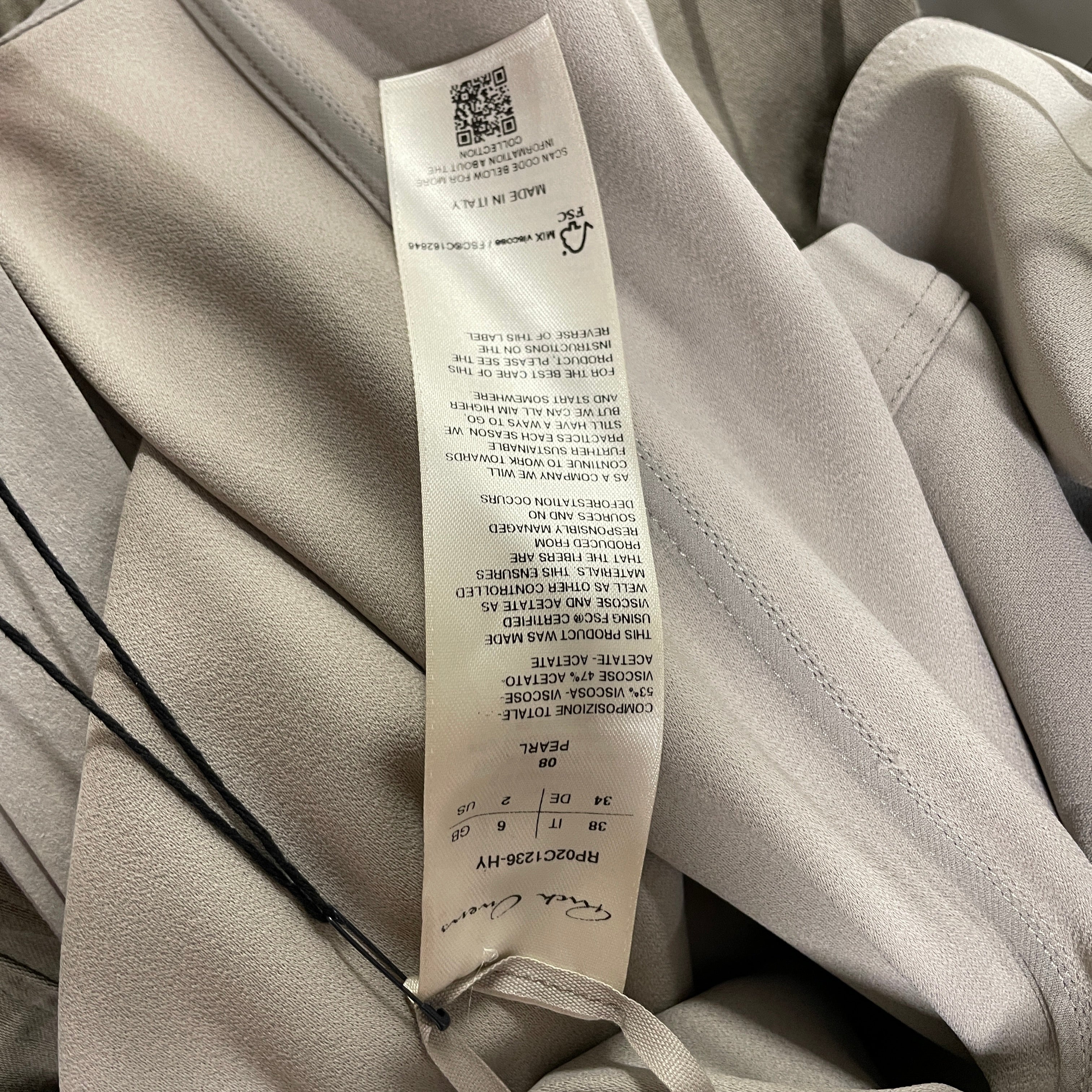 Rick Owens/3|4 T-Shirt/2/Silk/CRM/v-neck pearl view 3