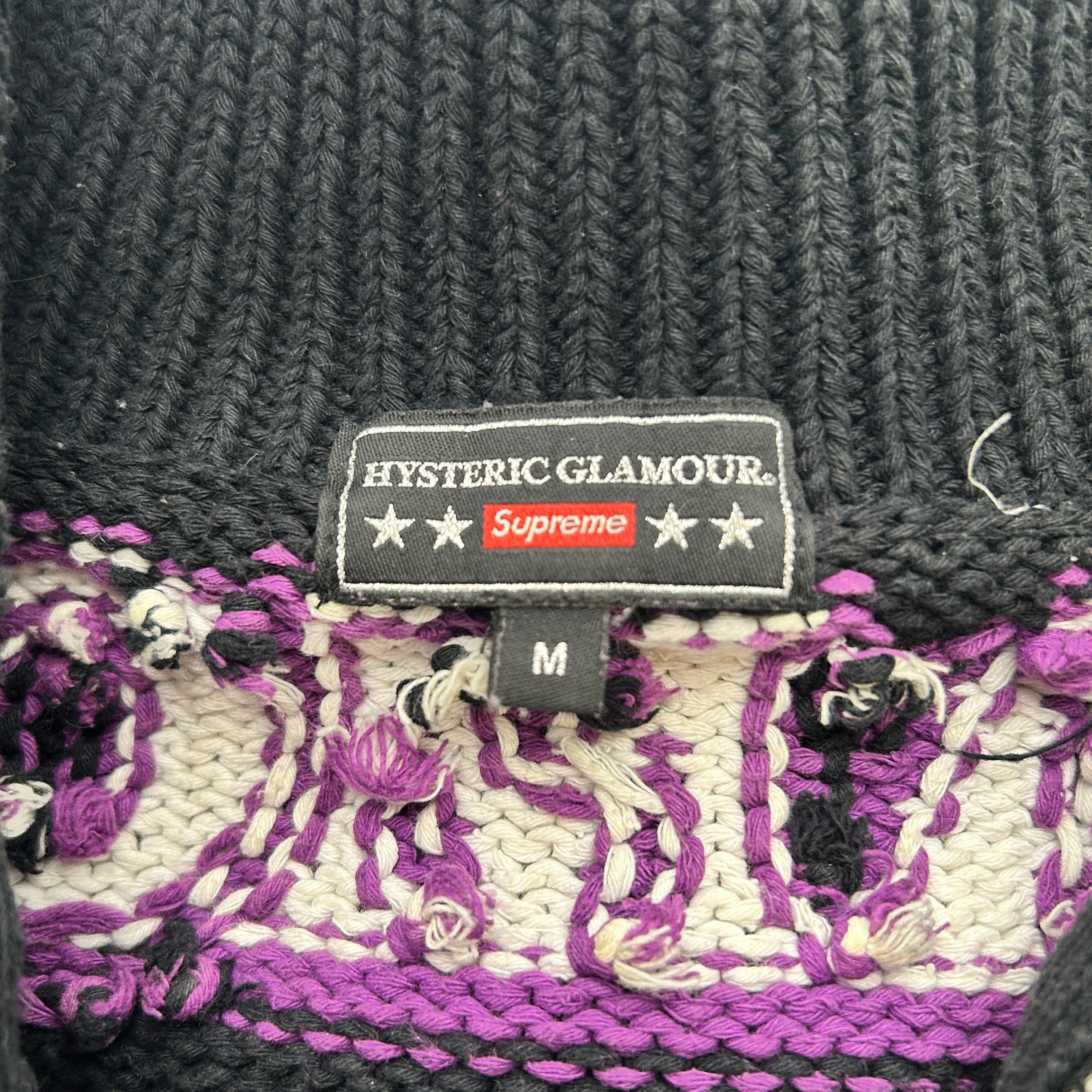Supreme/HYSTERIC GLAMOUR/Jacket/M/Cotton/BLK/All Over Print/LOGO ZIP UP KNIT view 3