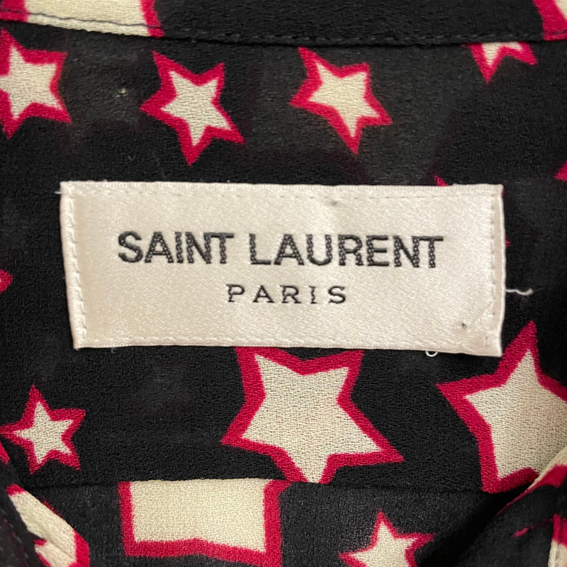 SAINT LAURENT/LS Shirt/36/Rayon/BLK/All Over Print/2014 STAR PRINT SEMI SHEER