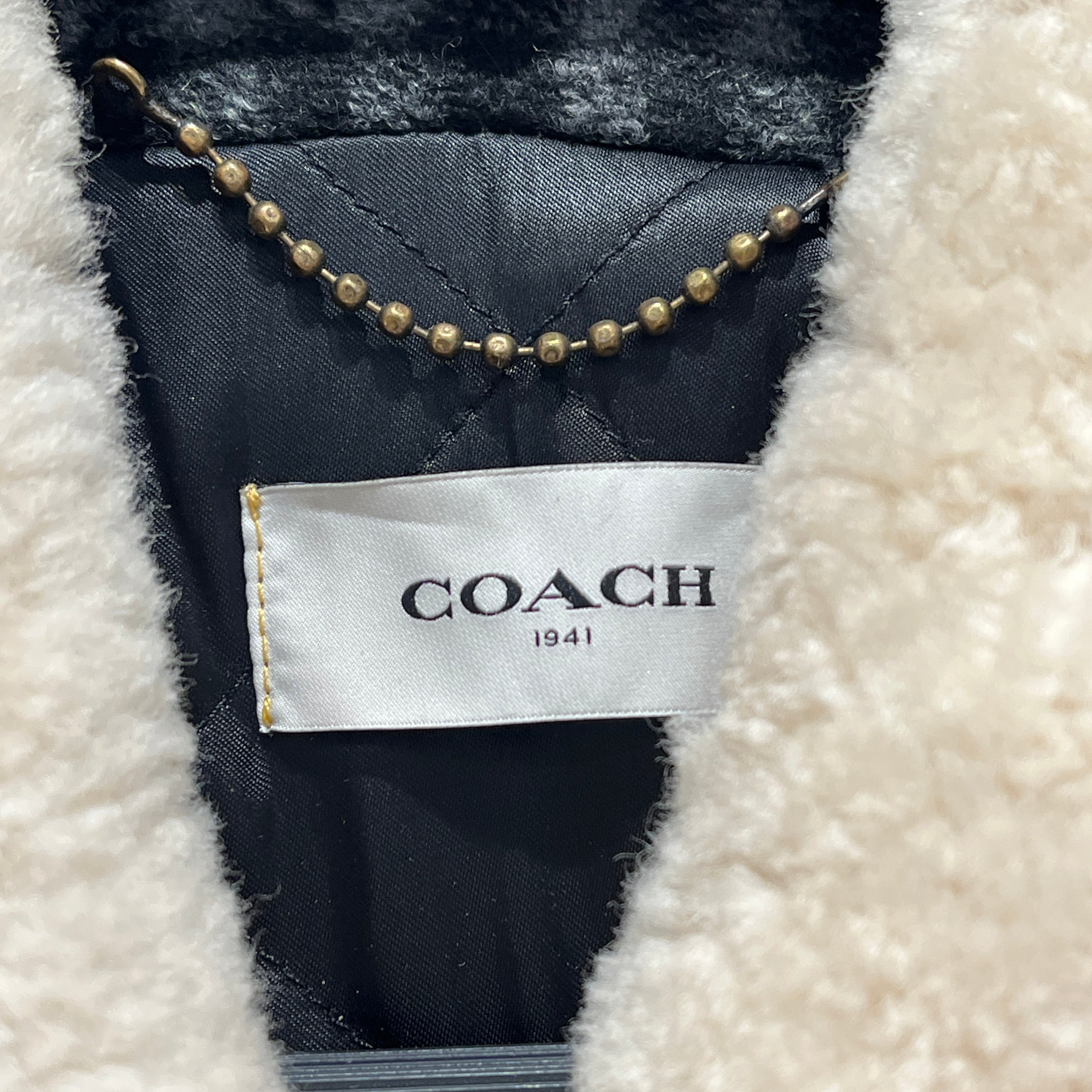 COACH/Fleece Jkt/46/Acrylic/BLU/Plaid/SHEARLING COAT SZ 46 view 3