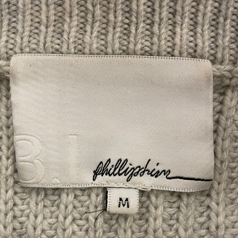 3.1 phillip lim/Heavy Sweater/M/Cotton/WHT/NAVY SIDES / OPEN COLLAR