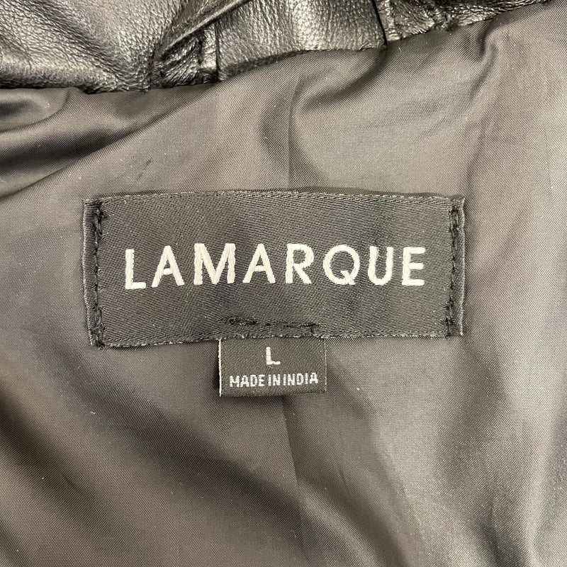 LAMARQUE//Puffer Vest/L/Plain/Leather/BLK//