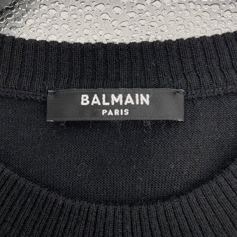 BALMAIN/Sweater/S/Stripe/Wool/BLK/SILVER STRIPES