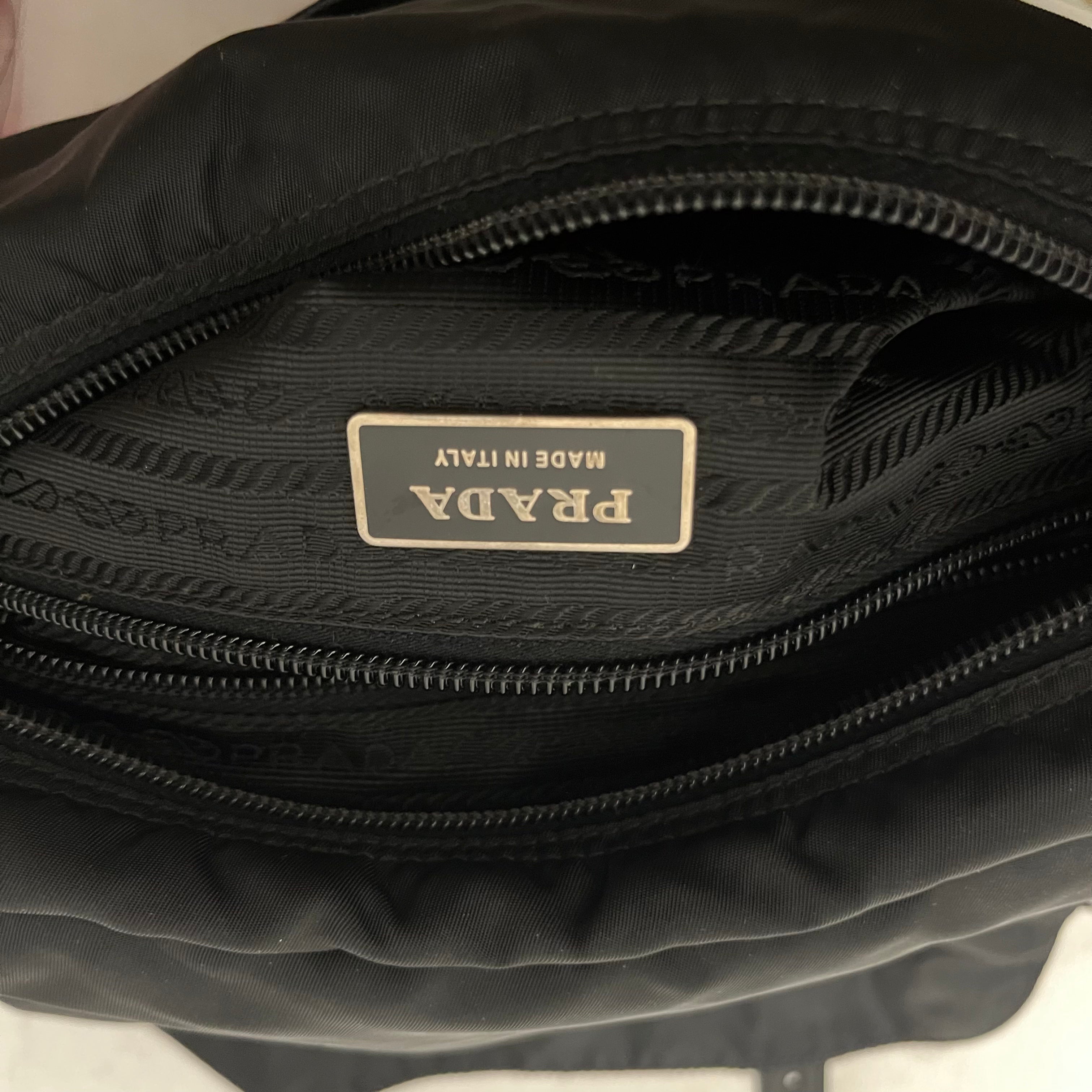 PRADA/Cross Body Bag/Nylon/BLK/messenger double buckle view 6