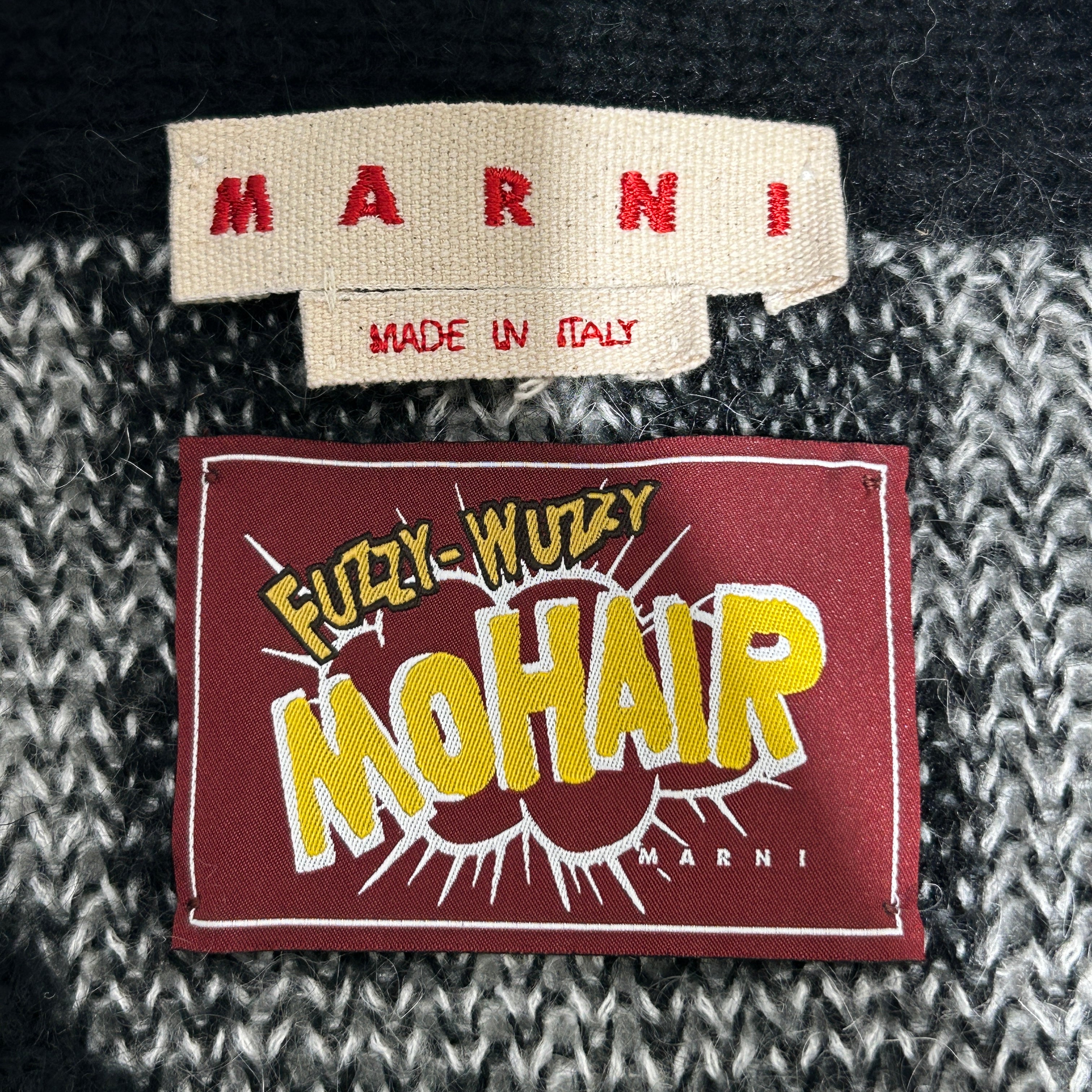 MARNI/Heavy Cardigan/50/Plaid/Wool/BLK/MOHAIR view 3