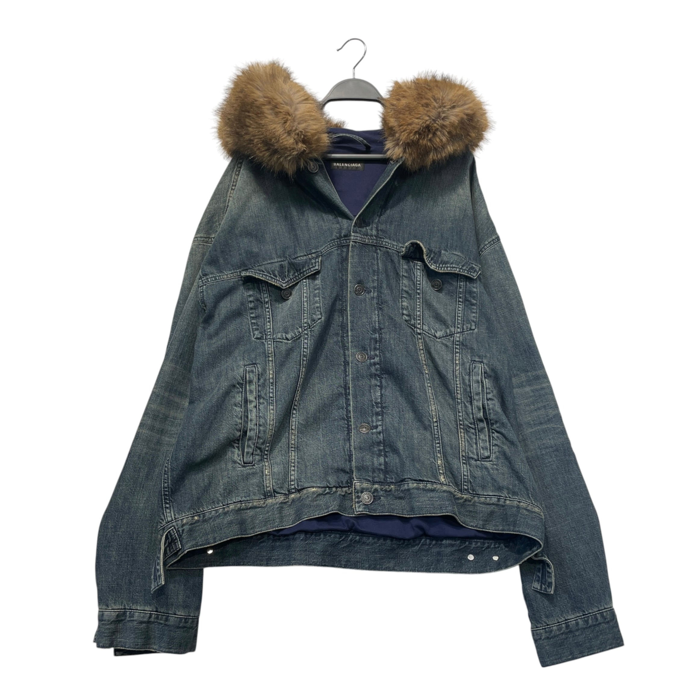 BALENCIAGA/Denim Jkt/M/Denim/BLU/FW 25 Faux Fur Boxy Denim Jkt view 1