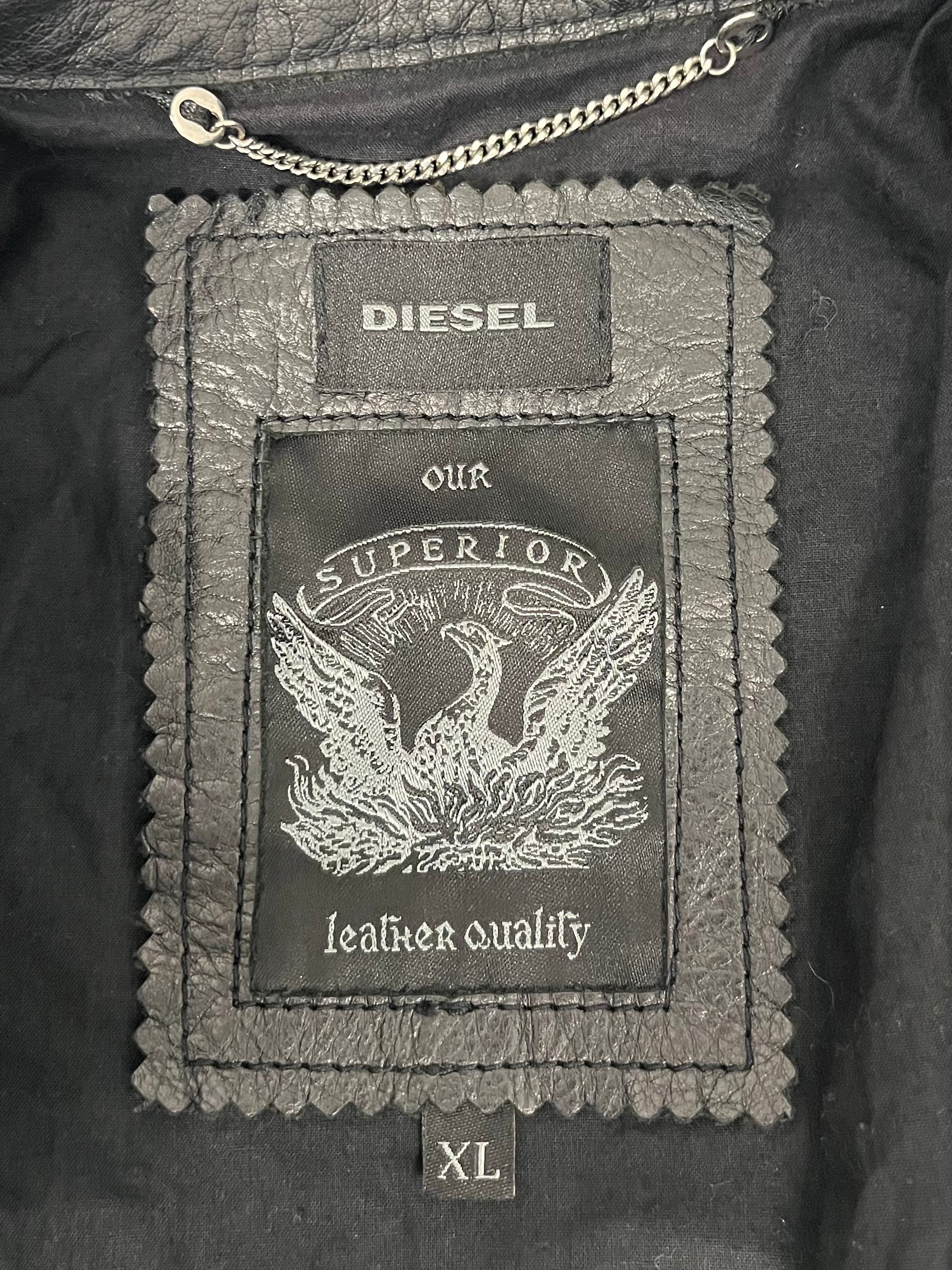 DIESEL/Leather Jkt/XL/Leather/BLK/SNAP COLLAR ARROW LOGO SLEEVE view 3