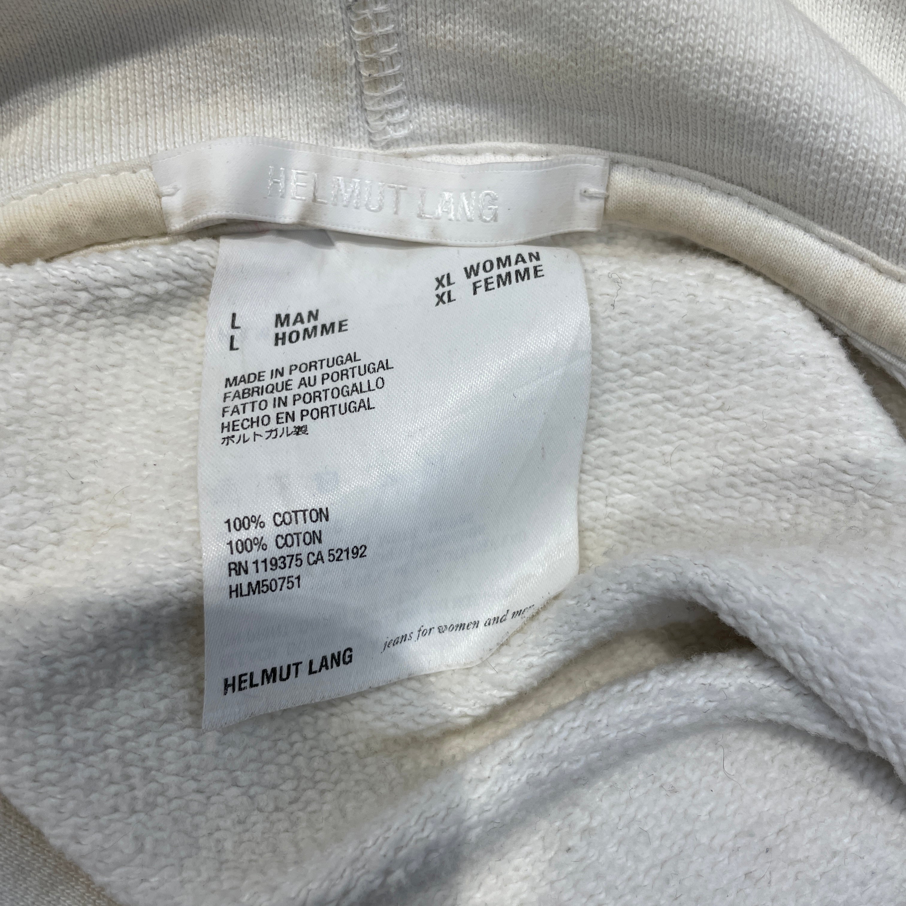 Helmut Lang/Hoodie/L/Cotton/WHT/GREEN LOGO view 3