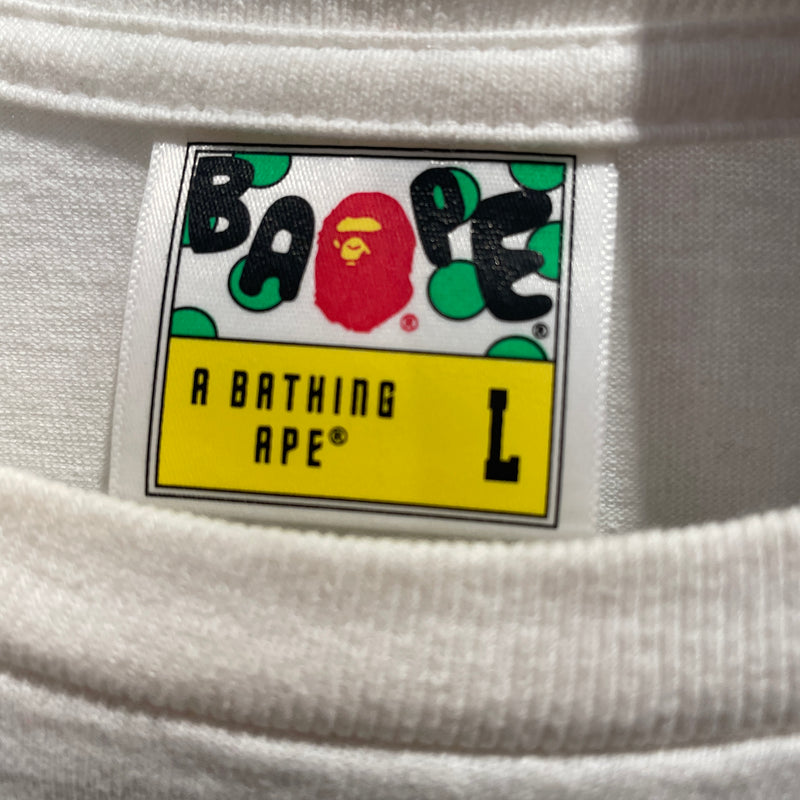 A BATHING APE/T-Shirt/L/Cotton/WHT/Graphic/