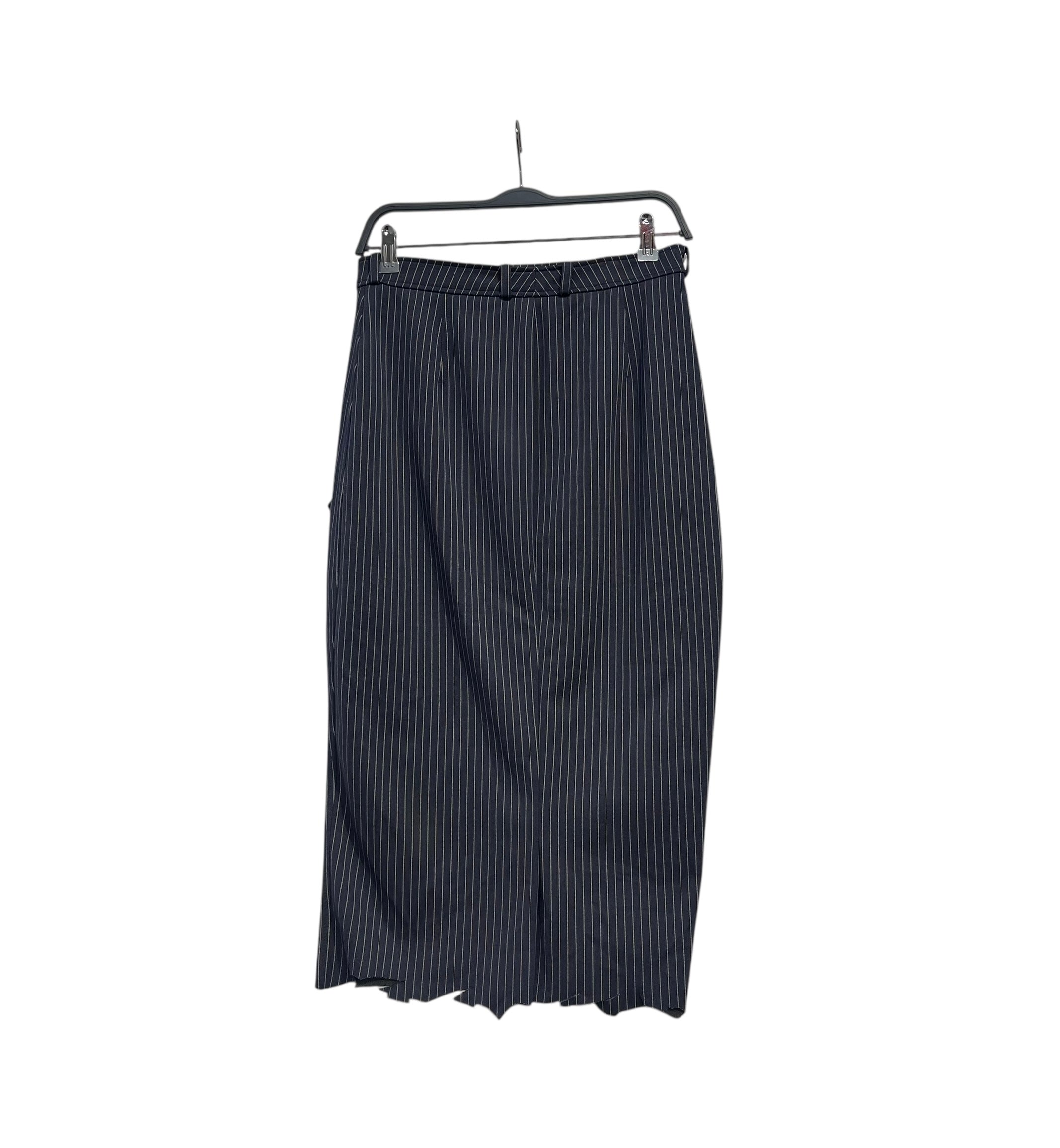 VETEMENTS/Long Skirt/S/Stripe/Polyester/NVY/2020 DISTRESS HEM W BUTTONS view 2