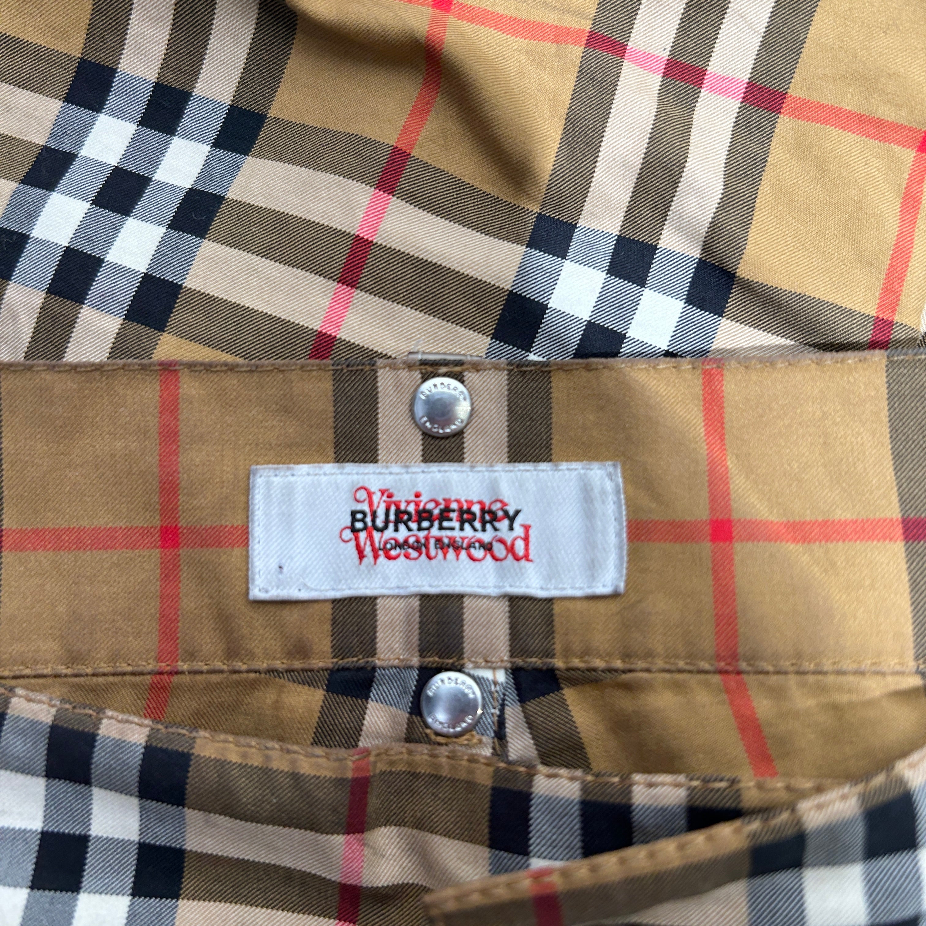 BURBERRY/Vivienne Westwood/Pants/48/Cotton/BRW/Plaid/PLASTIC POCKETS W MULTI ZIP view 3