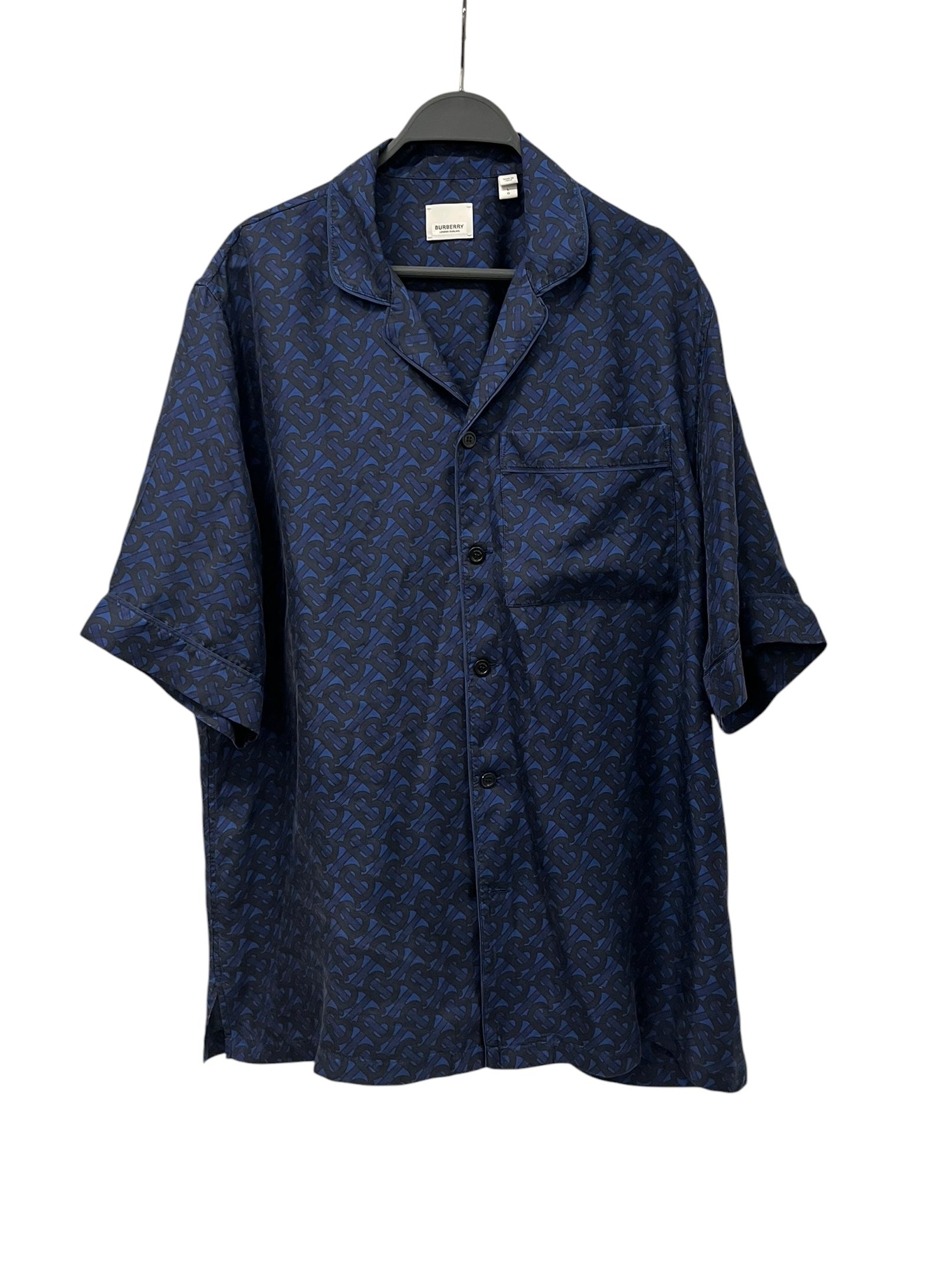 BURBERRY LONDON/Polo Shirt/LG/Silk/NVY/Open Coller/All Over Print/MONOGRAM POLO SHIRT view 1