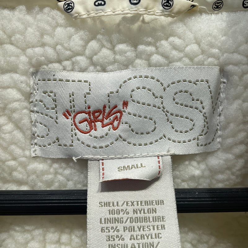 STUSSY/Jacket/S/Monogram/Nylon/WHT/STUSSY GIRLS