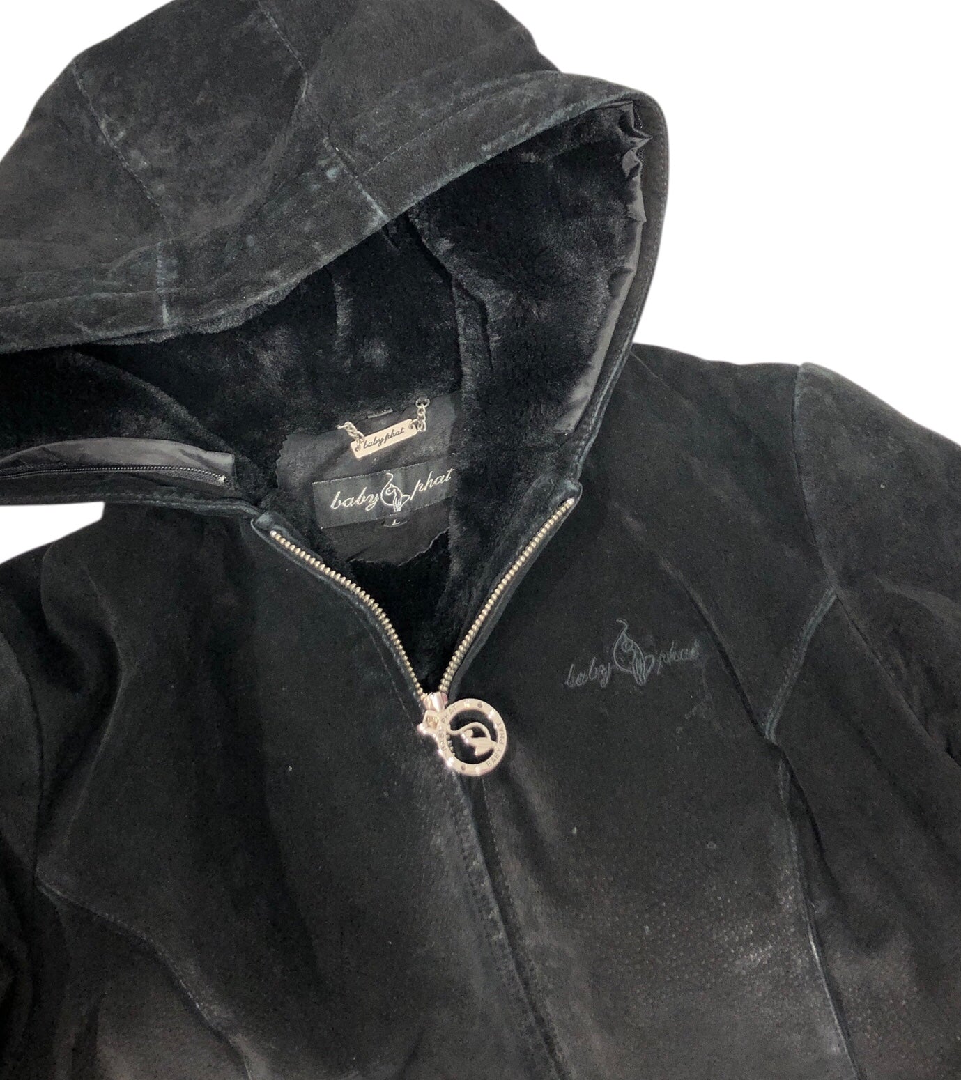 baby phat/Jacket/L/Suede/BLK/Zip up lined leather jkt w hd view 4
