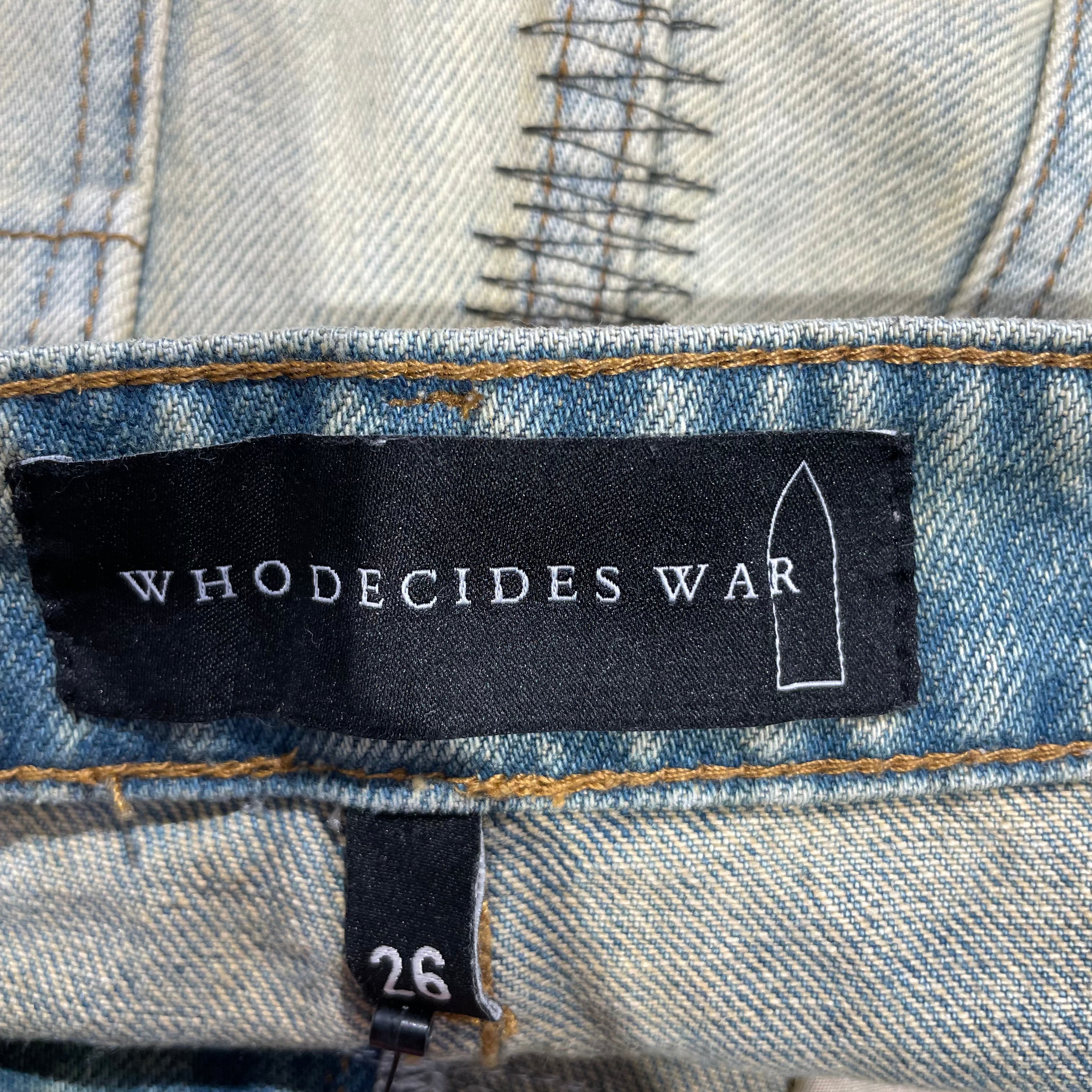 WHO DECIDES WAR/Wide Leg Pants/26/Graphic/Denim/BLU/stud distressed side embroider view 7