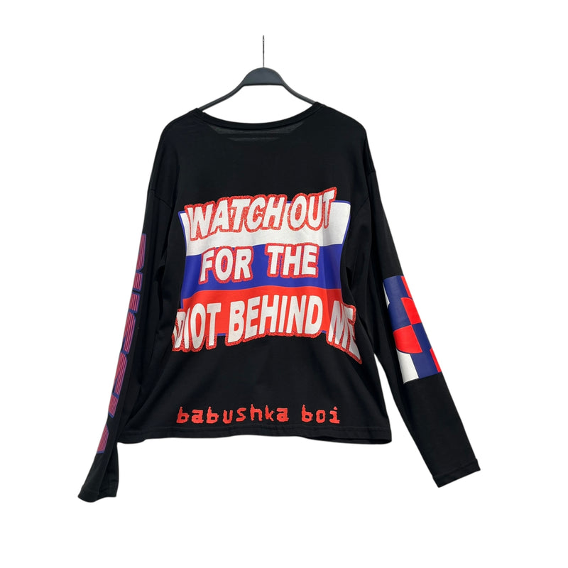 AWGE/LS T-Shirt/M/Cotton/BLK/Graphic/WTCH OUT FOR THE IDIOT BEHIND
