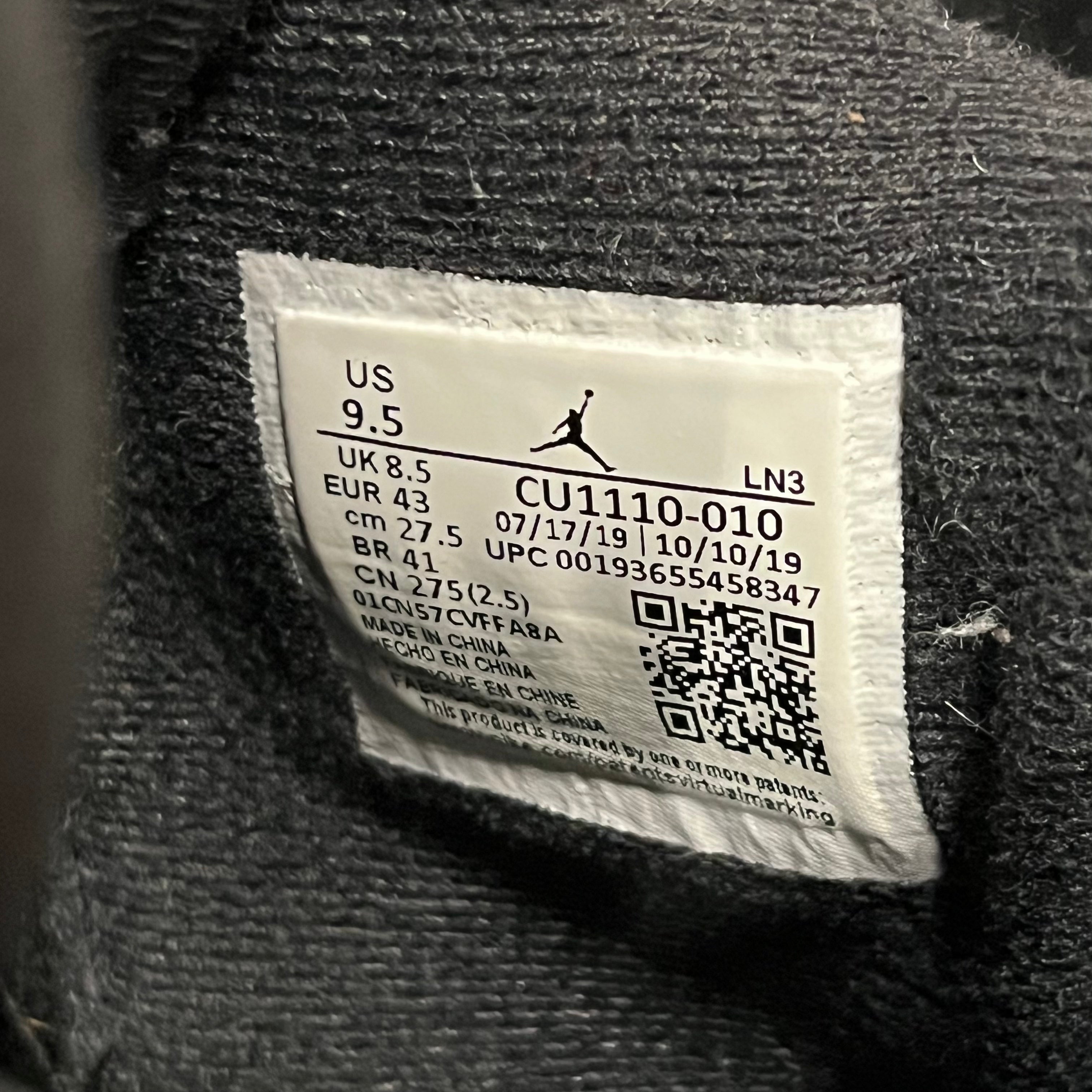 JORDAN BRAND/Low-Sneakers/US 9.5/BLK/aj4 black cat view 4