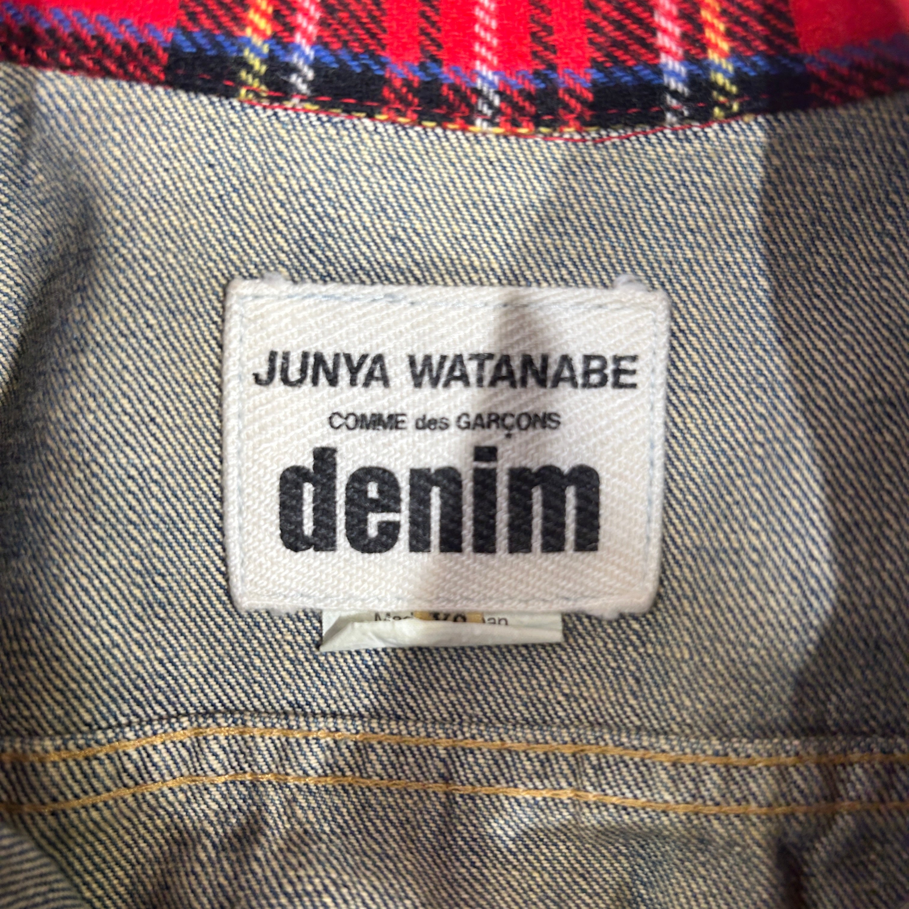 JUNYA WATANABE COMME des GARCONS/Denim Jkt/XS/Denim/BLU/TARTAN PLAID COLLAR view 3