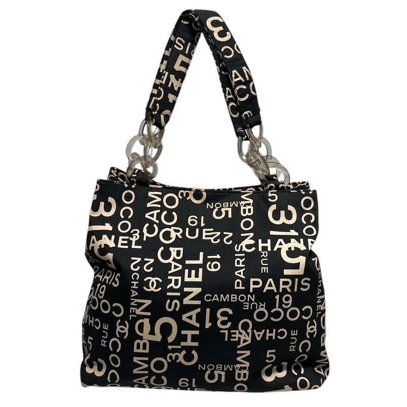 CHANEL/Tote Bag/Black/Cotton/All Over Print/