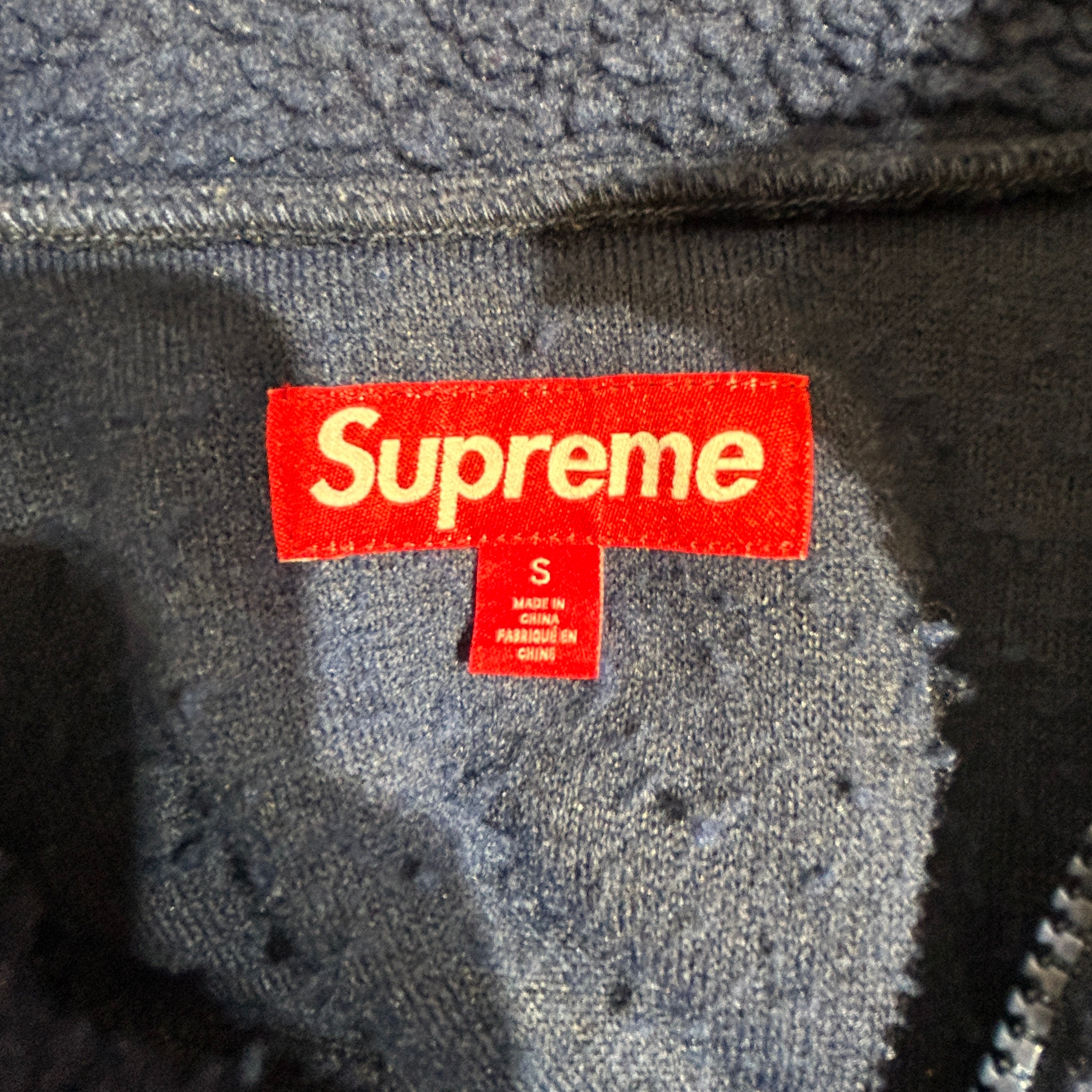 Supreme/Fleece Jkt/S/Polyester/NVY/Graphic/arc half zip view 3