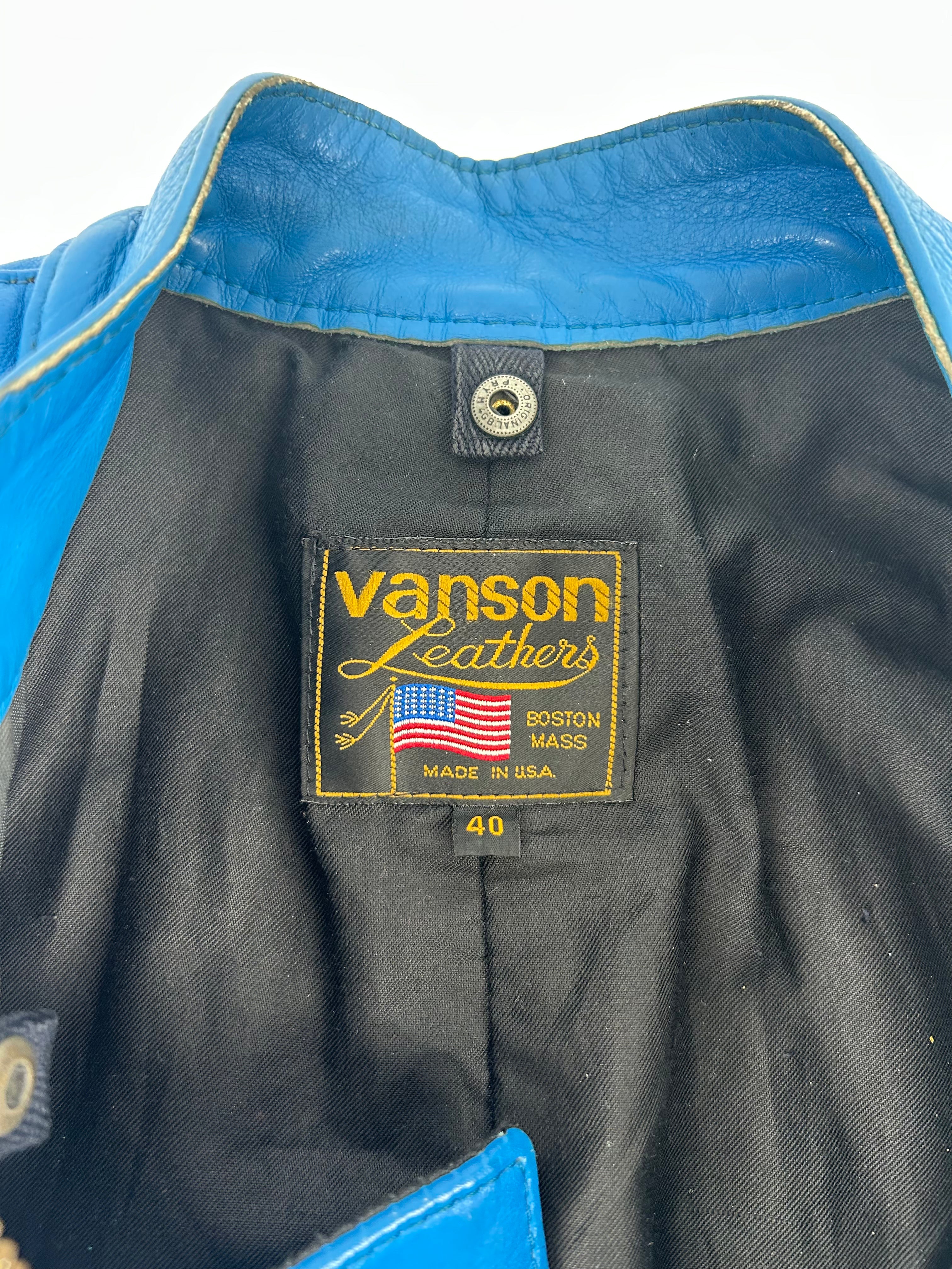 VANSON/SUZUKI/Leather Jkt/40/Leather/BLU/orange r on front view 3