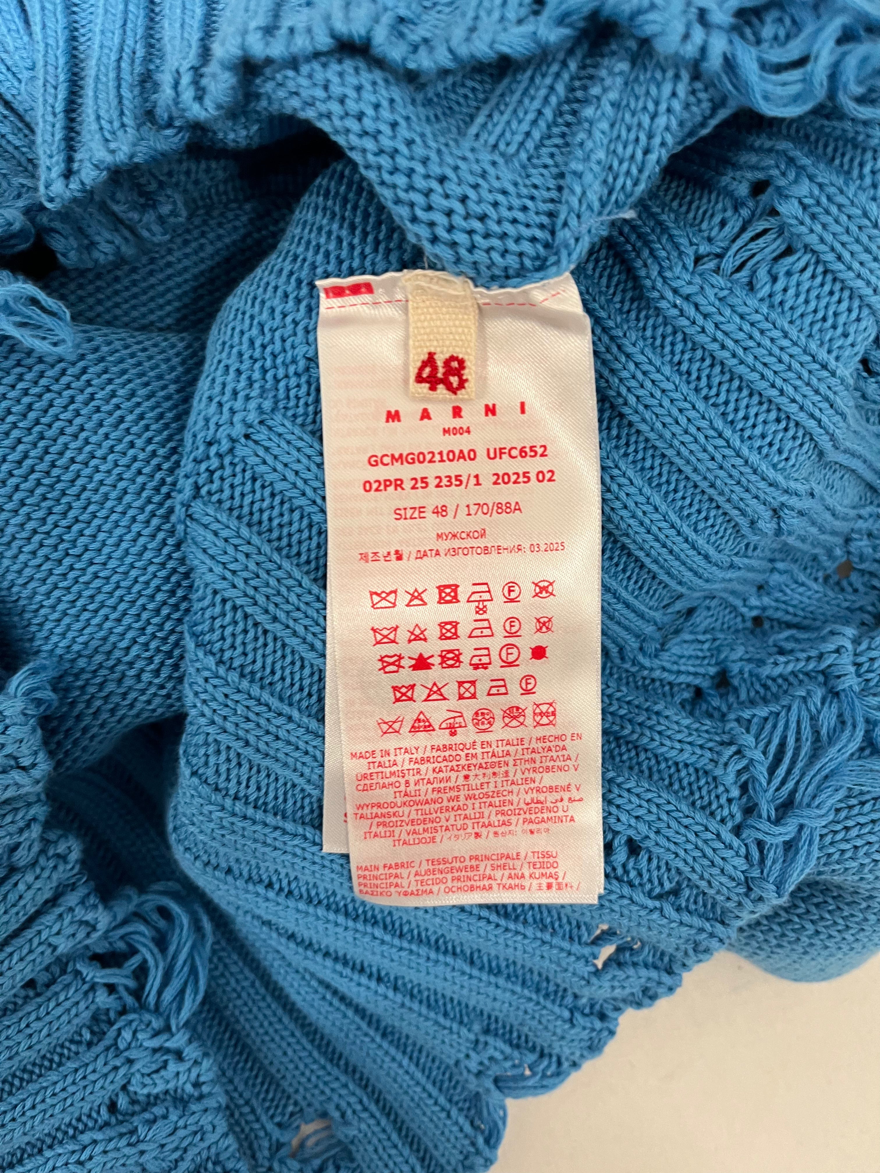 MARNI/Sweater/48/Cotton/BLU/WHITE STITICHED LOGO ON NECK view 4