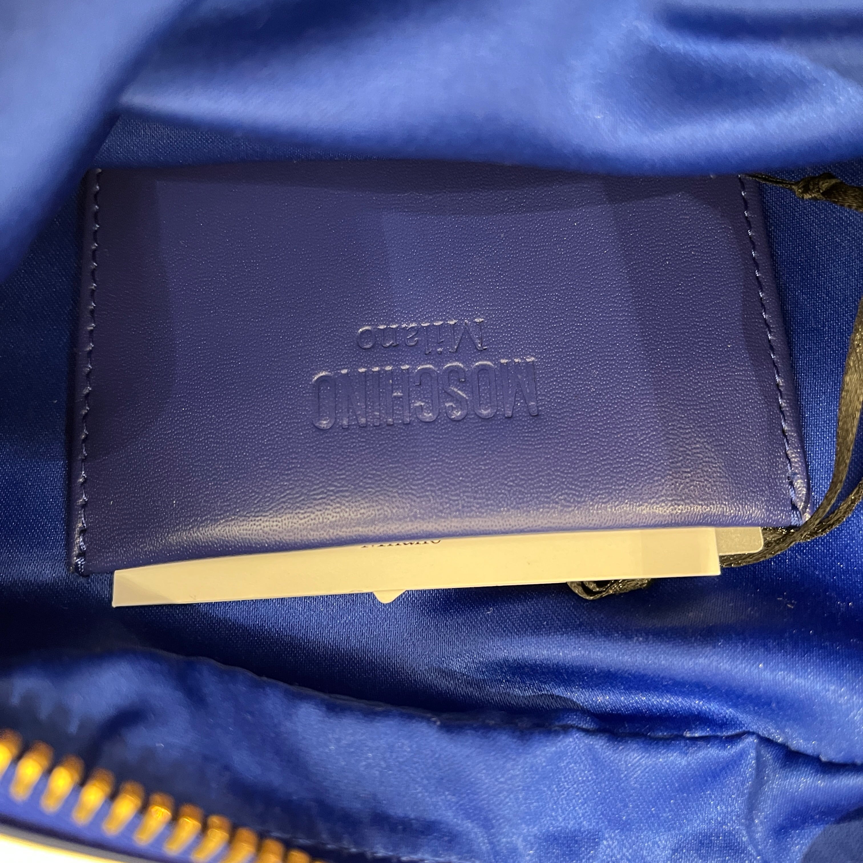 MOSCHINO/Bag/Nylon/BLU/big logo gold view 5