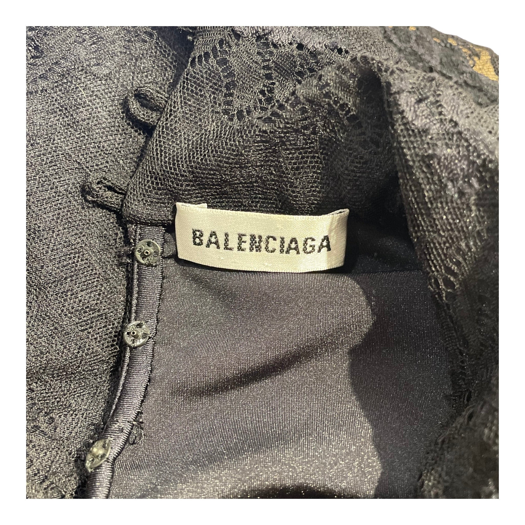 BALENCIAGA/LS Dress/34/Cotton/BLK/BLACK LACE LONG DRESS view 3