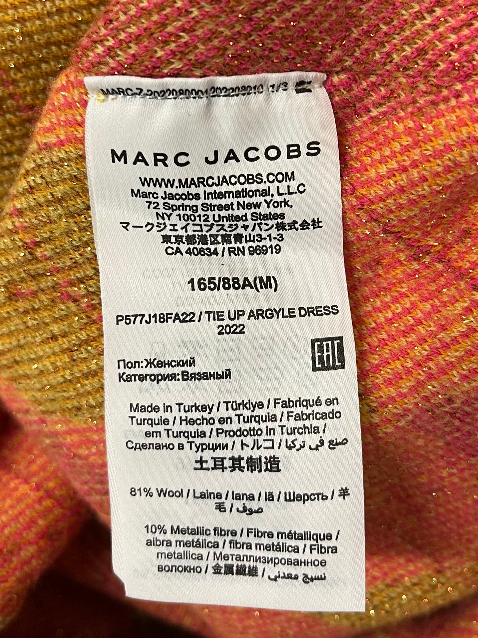 Heaven By Marc Jacobs/Kiko Kostadinov/SL Dress/M/Plaid/Polyester/MLT/Mini Length/ARGYLE GLITTER view 4