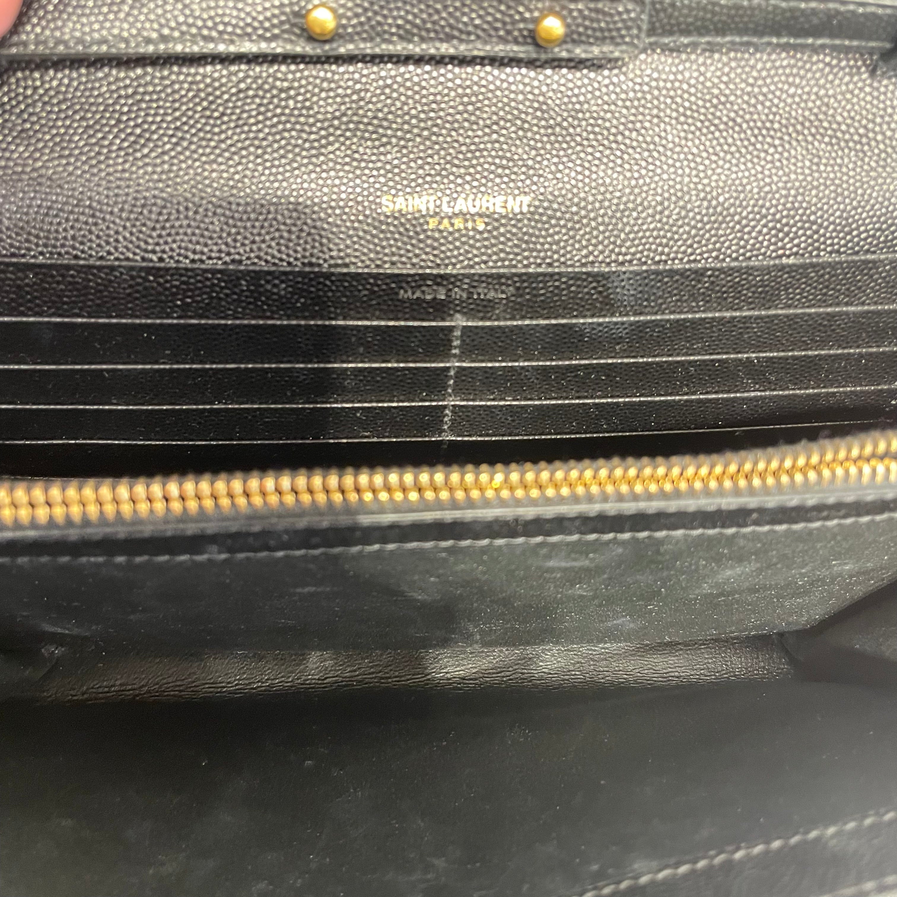 SAINT LAURENT/Cross Body Bag/Leather/BLK/Triquilt Envelope WOC view 4