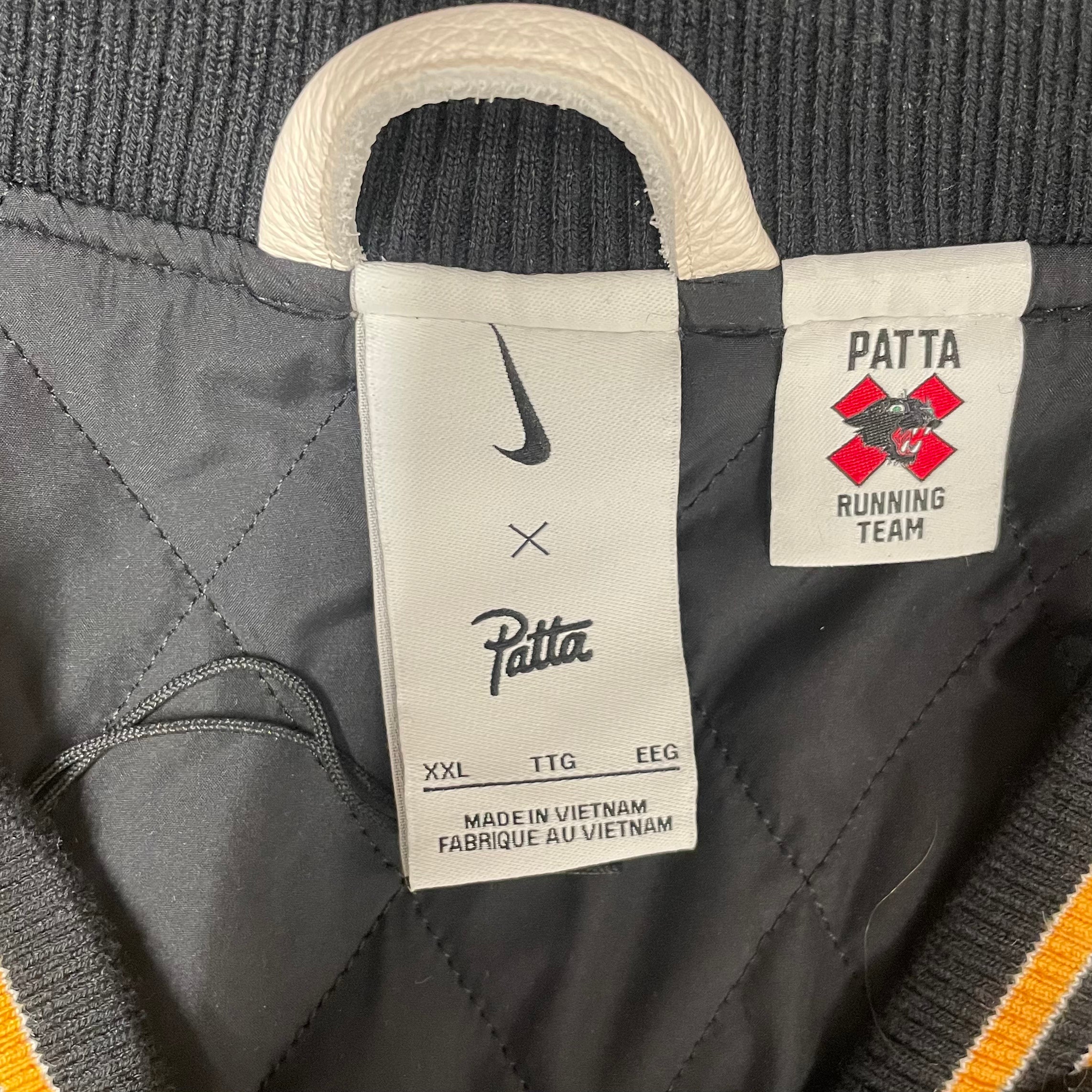 NIKE/Patta/Jacket/XXL/Wool/BLK/RUNNING VARSITY WHT SLEEVES view 3