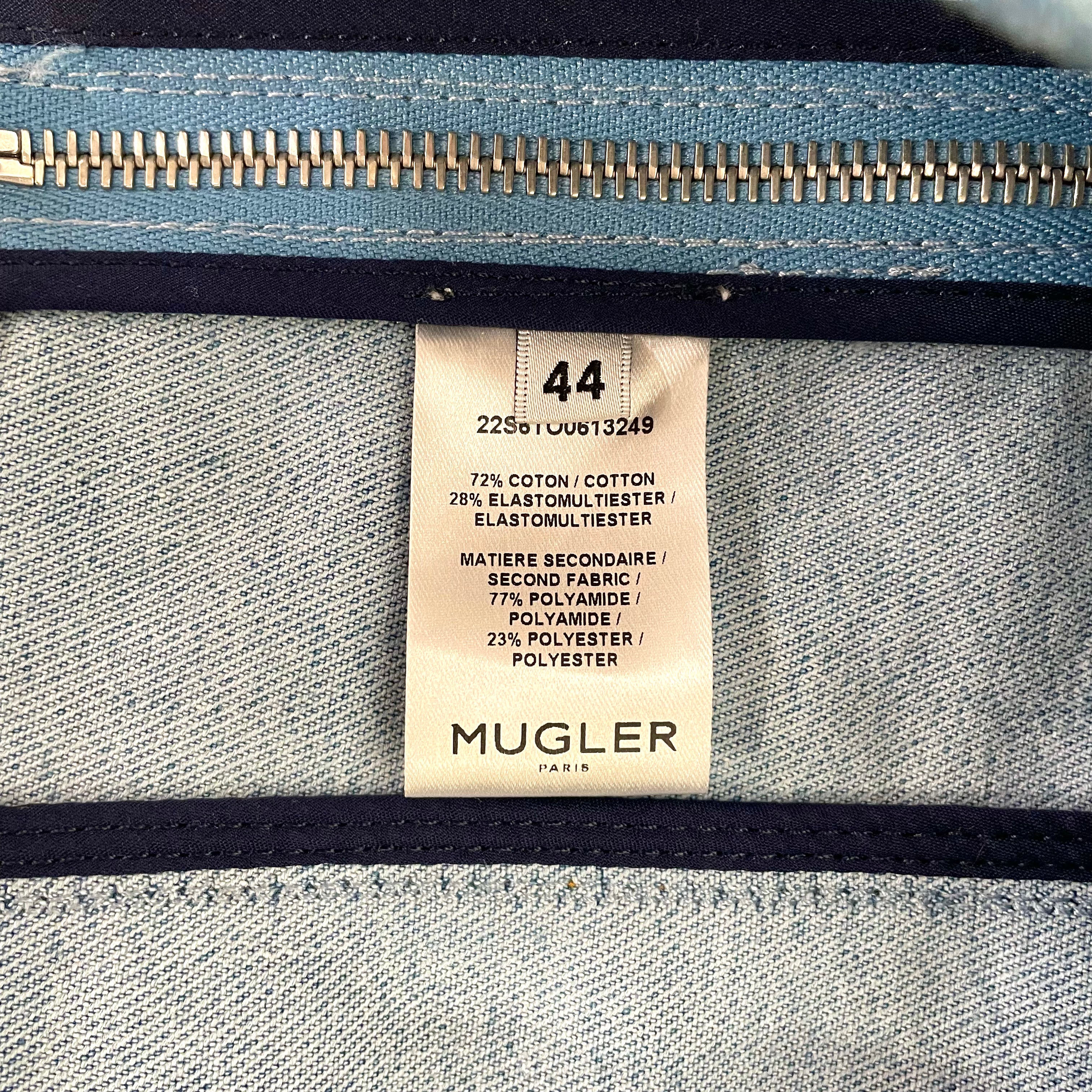 MUGLER/SS Shirt/44/Denim/BLU/Corset Denim Top view 4