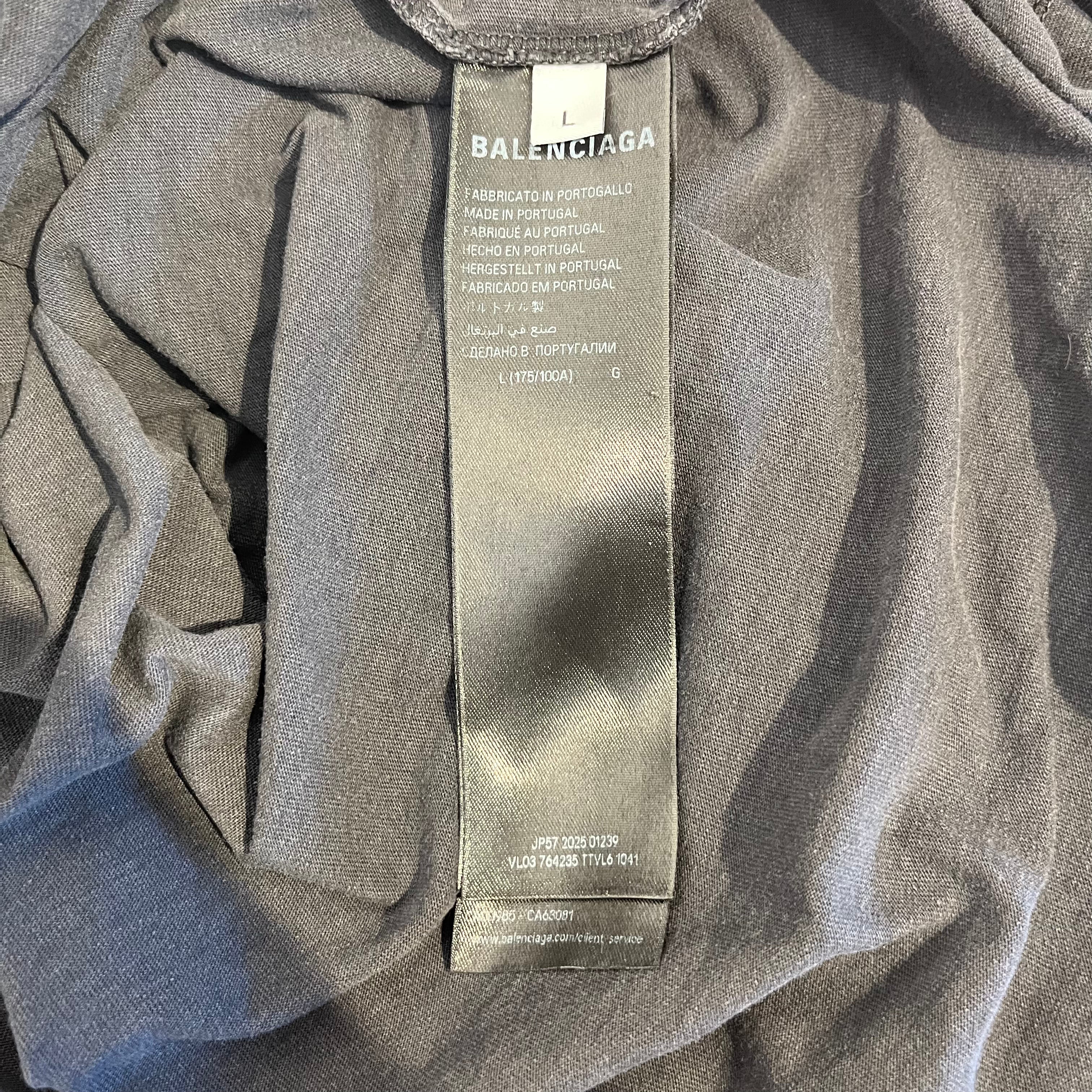BALENCIAGA/T-Shirt/L/Cotton/BLK/FADED TAPE LOGO TEE 2023 view 3