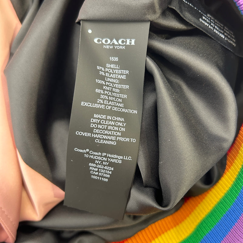 COACH/Souvenir Jkt/L/Polyester/PNK/RAINBOW SOUVENIR JACKET