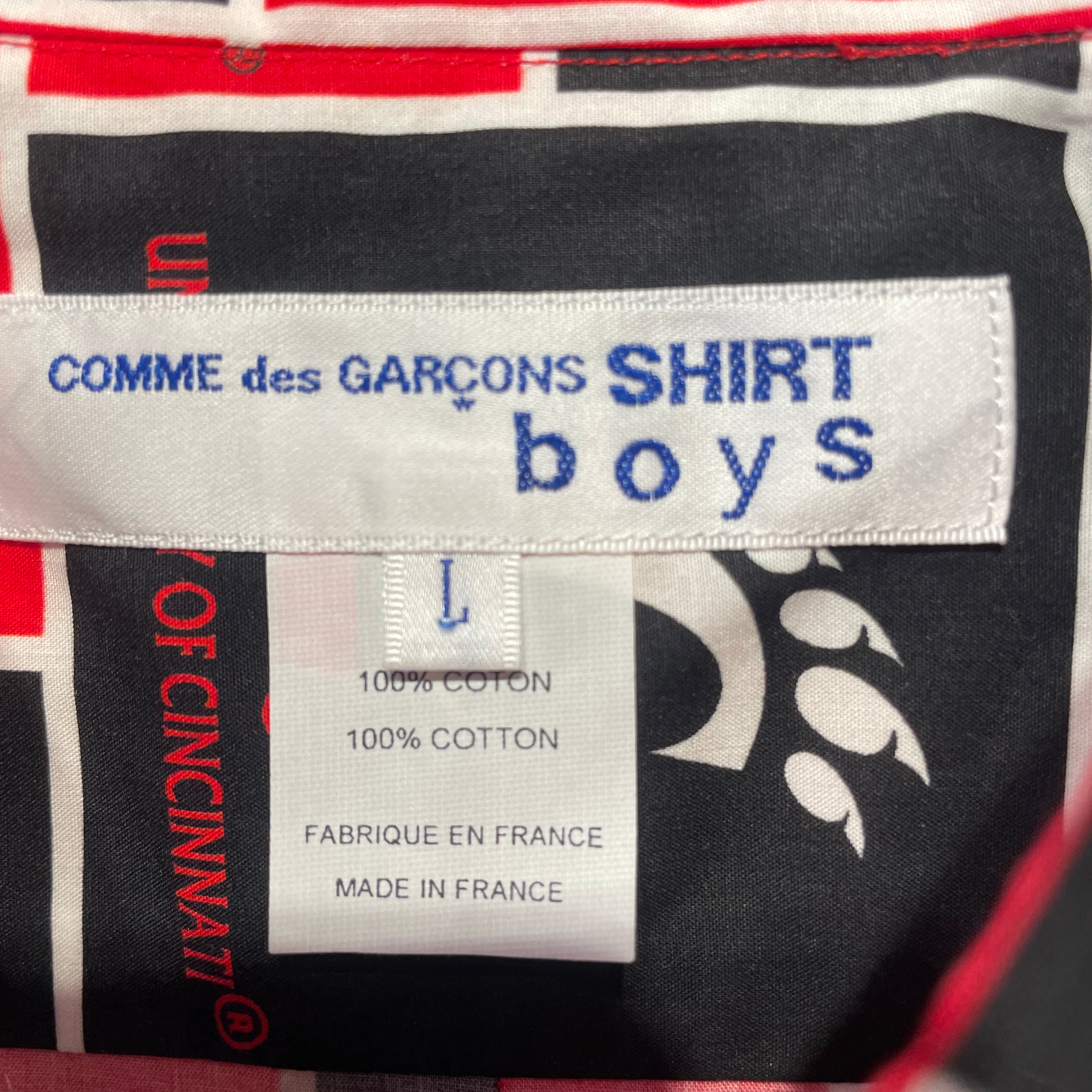 COMME des GARCONS SHIRT BOYS/LS Shirt/L/Cotton/WHT/All Over Print/ view 3