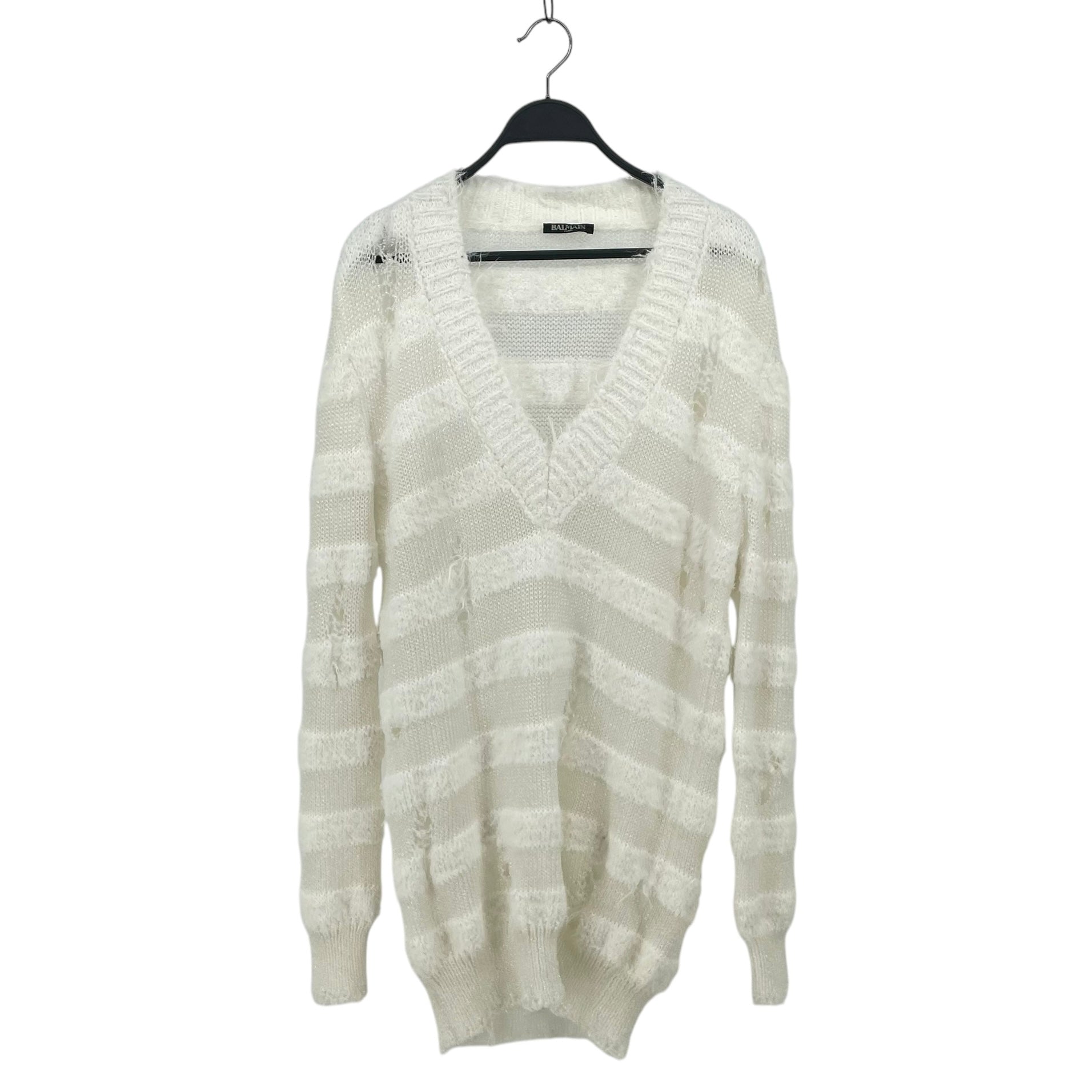 BALMAIN/Heavy Sweater/M/Stripe/WHT/ view 1