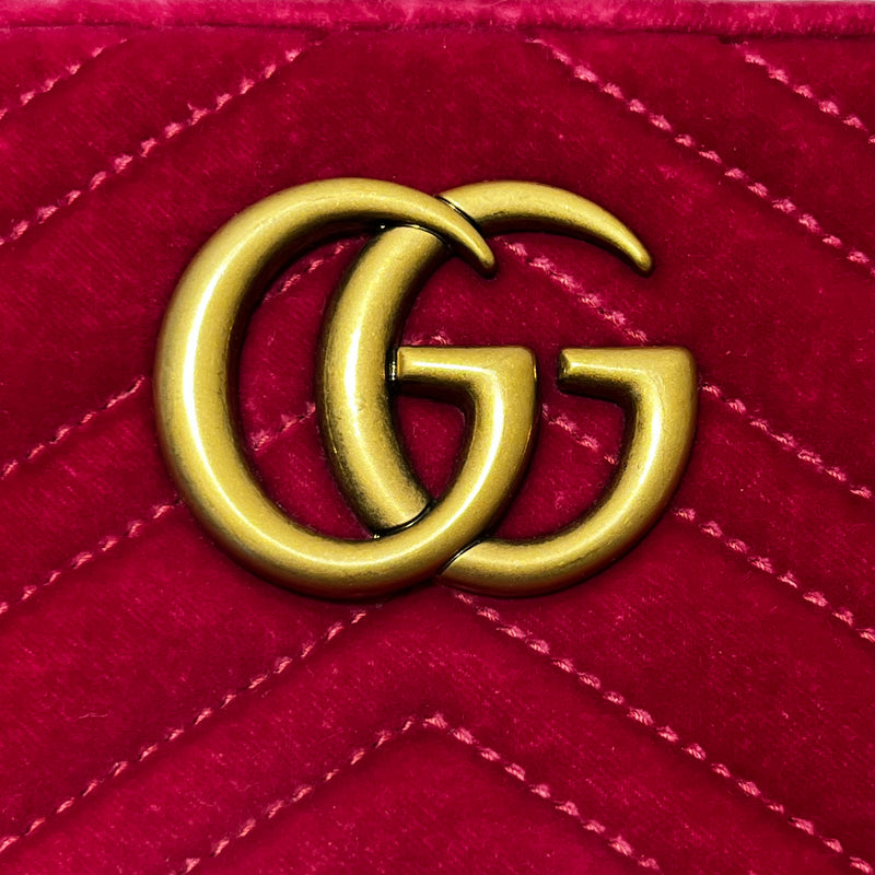 GUCCI/Cross Body Bag/Velour/PNK/MARMONT CROSSBODY BAG